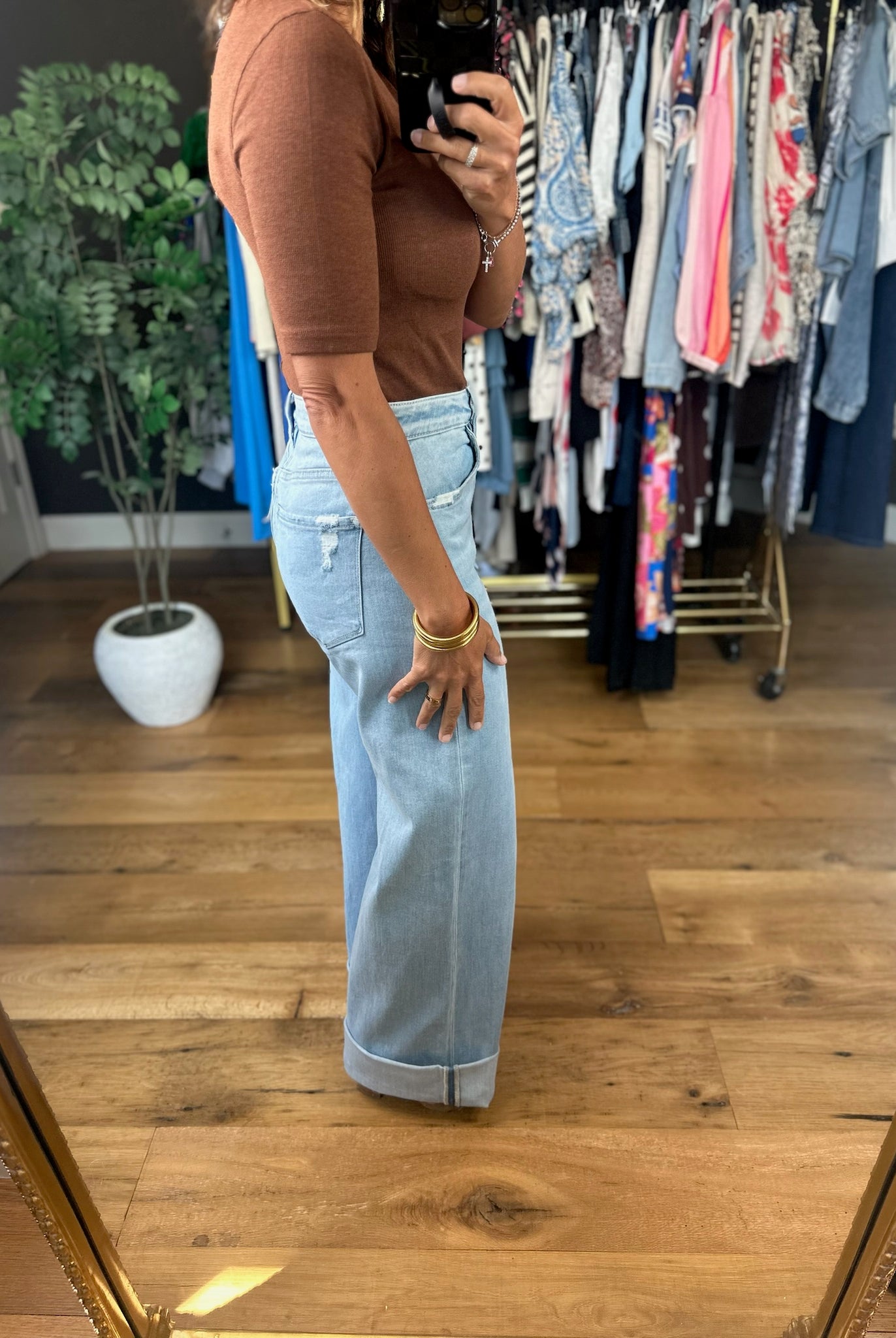 The Megan High-Rise Wide-Leg Cuffed Denim-Jeans-Flying Monkey-Anna Kaytes Boutique, Women's Fashion Boutique in Grinnell, Iowa