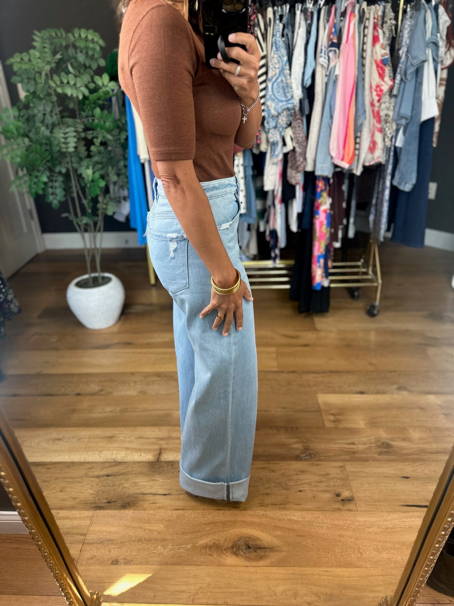 The Megan High-Rise Wide-Leg Cuffed Denim-Jeans-Flying Monkey-Anna Kaytes Boutique, Women's Fashion Boutique in Grinnell, Iowa