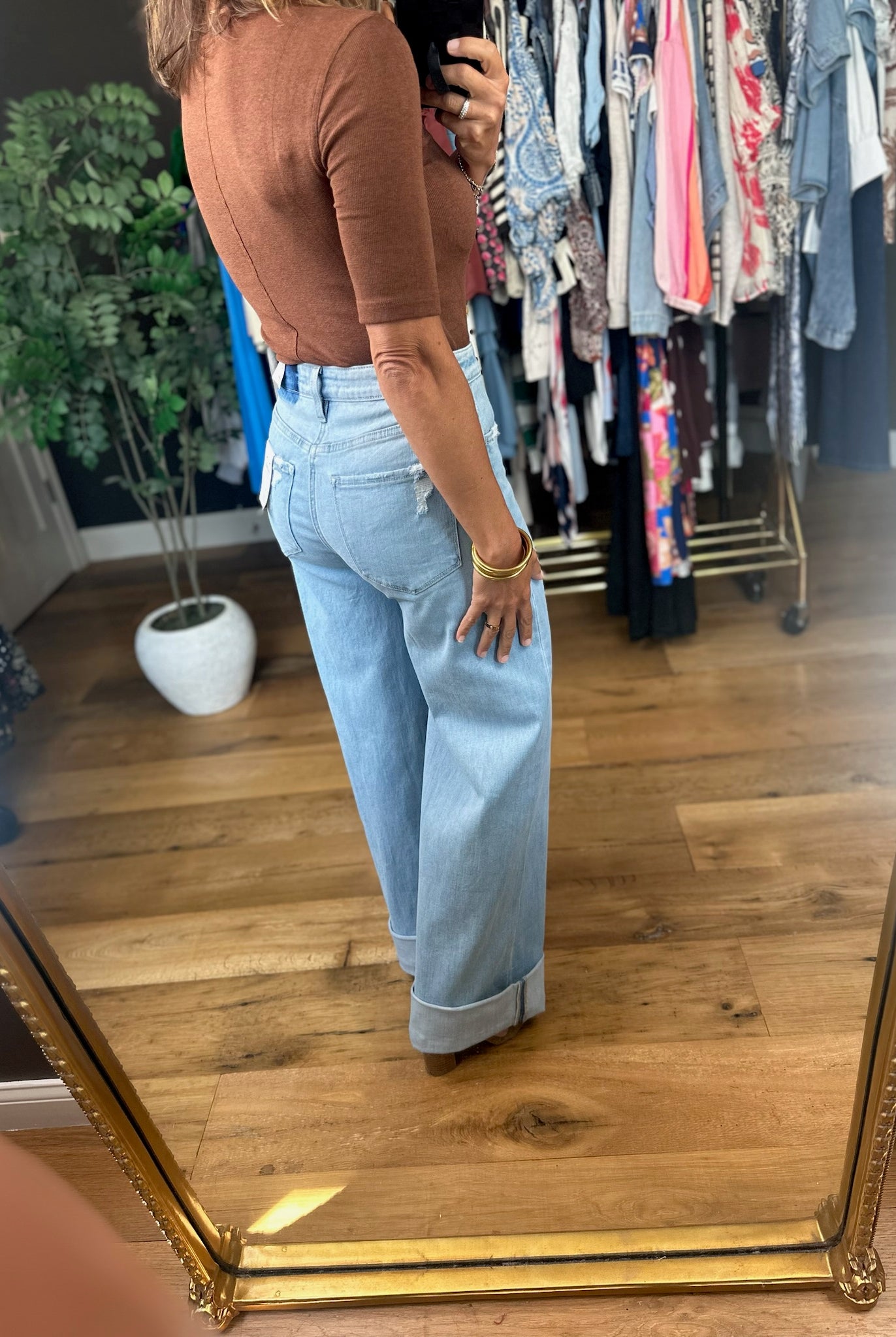 The Megan High-Rise Wide-Leg Cuffed Denim-Jeans-Flying Monkey-Anna Kaytes Boutique, Women's Fashion Boutique in Grinnell, Iowa