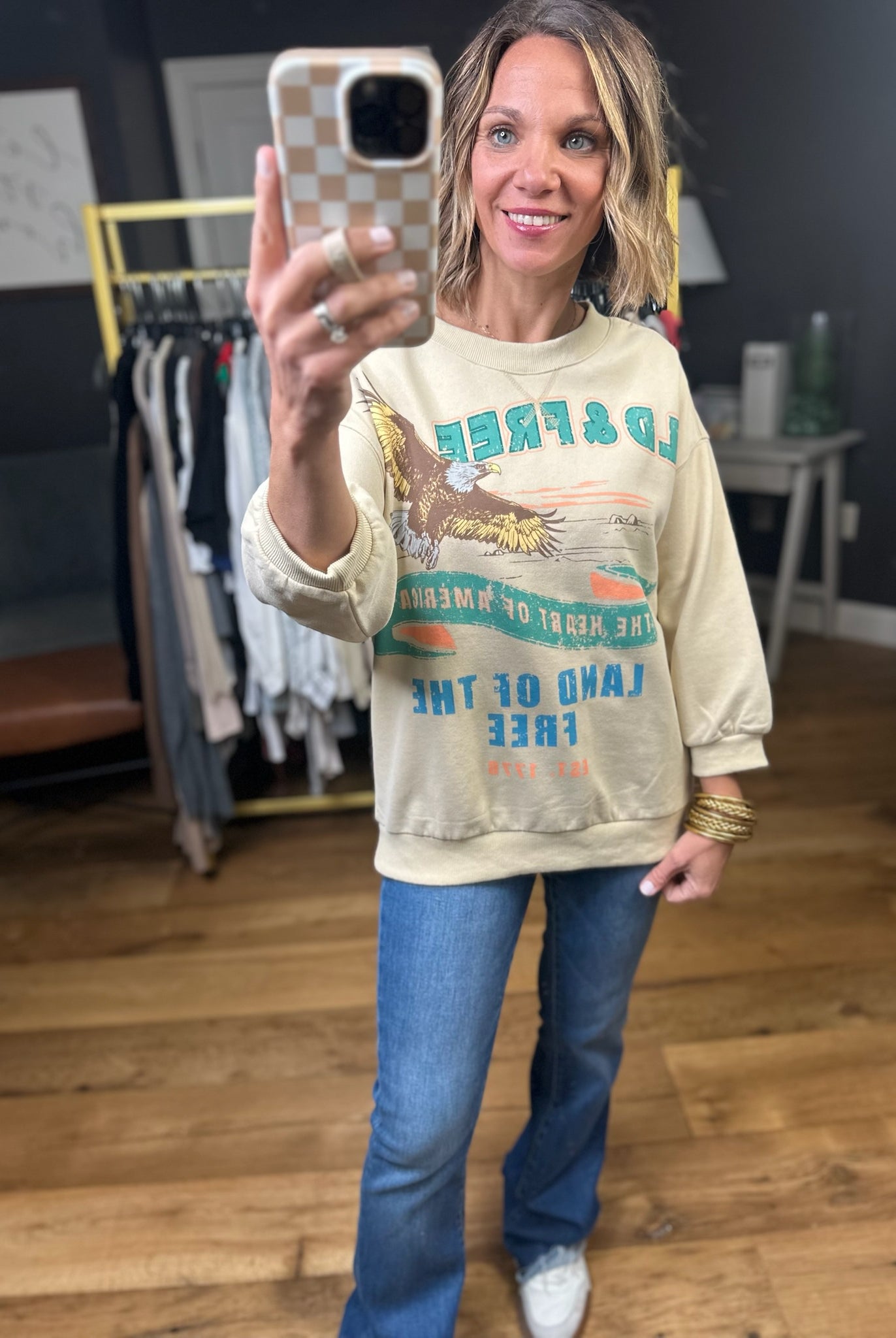 Wild & Free Graphic Crewneck Sweatshirt - Khaki-Easel-Anna Kaytes Boutique, Women's Fashion Boutique in Grinnell, Iowa