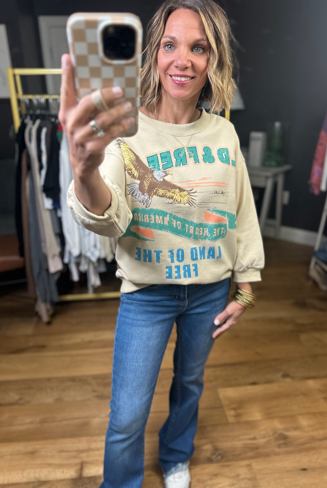 Wild & Free Graphic Crewneck Sweatshirt - Khaki-Easel-Anna Kaytes Boutique, Women's Fashion Boutique in Grinnell, Iowa