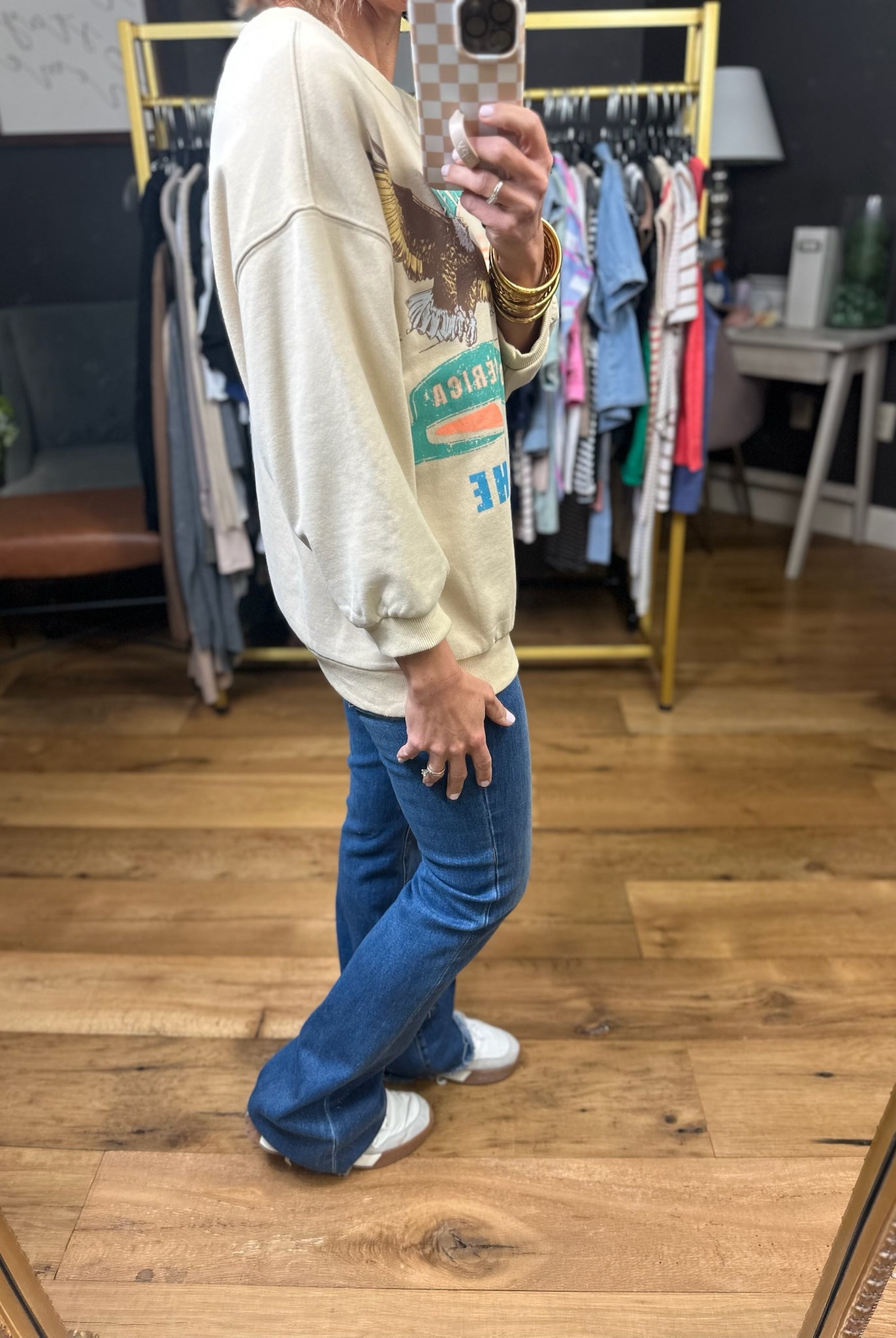 Wild & Free Graphic Crewneck Sweatshirt - Khaki-Easel-Anna Kaytes Boutique, Women's Fashion Boutique in Grinnell, Iowa