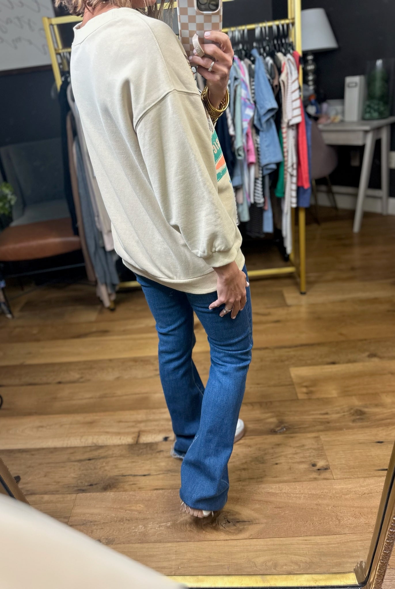 Wild & Free Graphic Crewneck Sweatshirt - Khaki-Easel-Anna Kaytes Boutique, Women's Fashion Boutique in Grinnell, Iowa