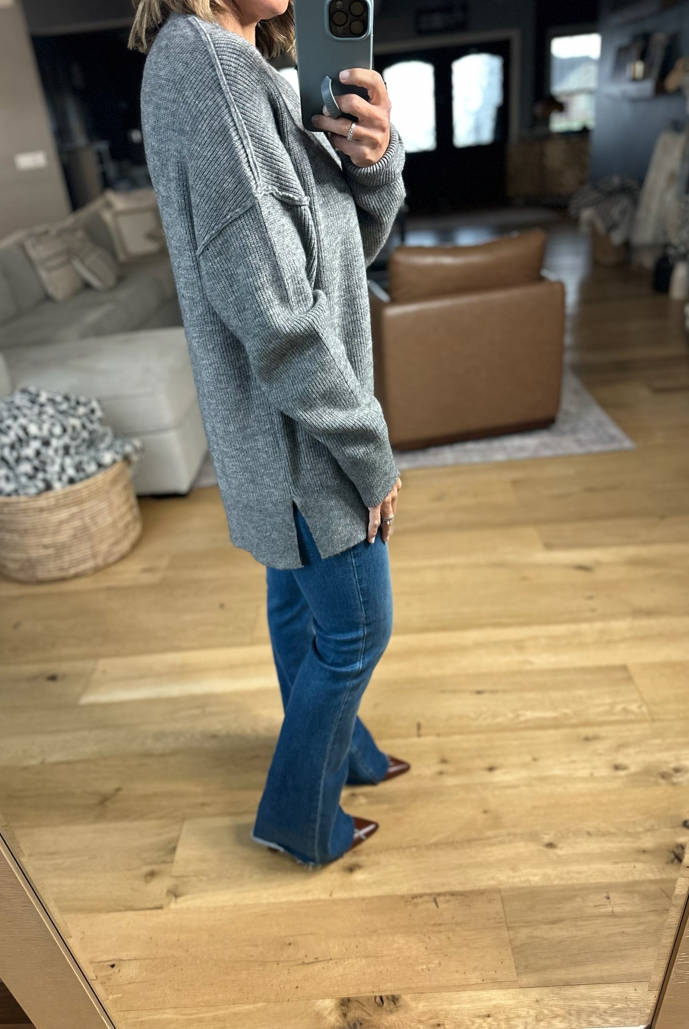 Fall Sentiment Crewneck Sweater - Heather Grey-Sweaters-Thread & Supply-Anna Kaytes Boutique, Women's Fashion Boutique in Grinnell, Iowa