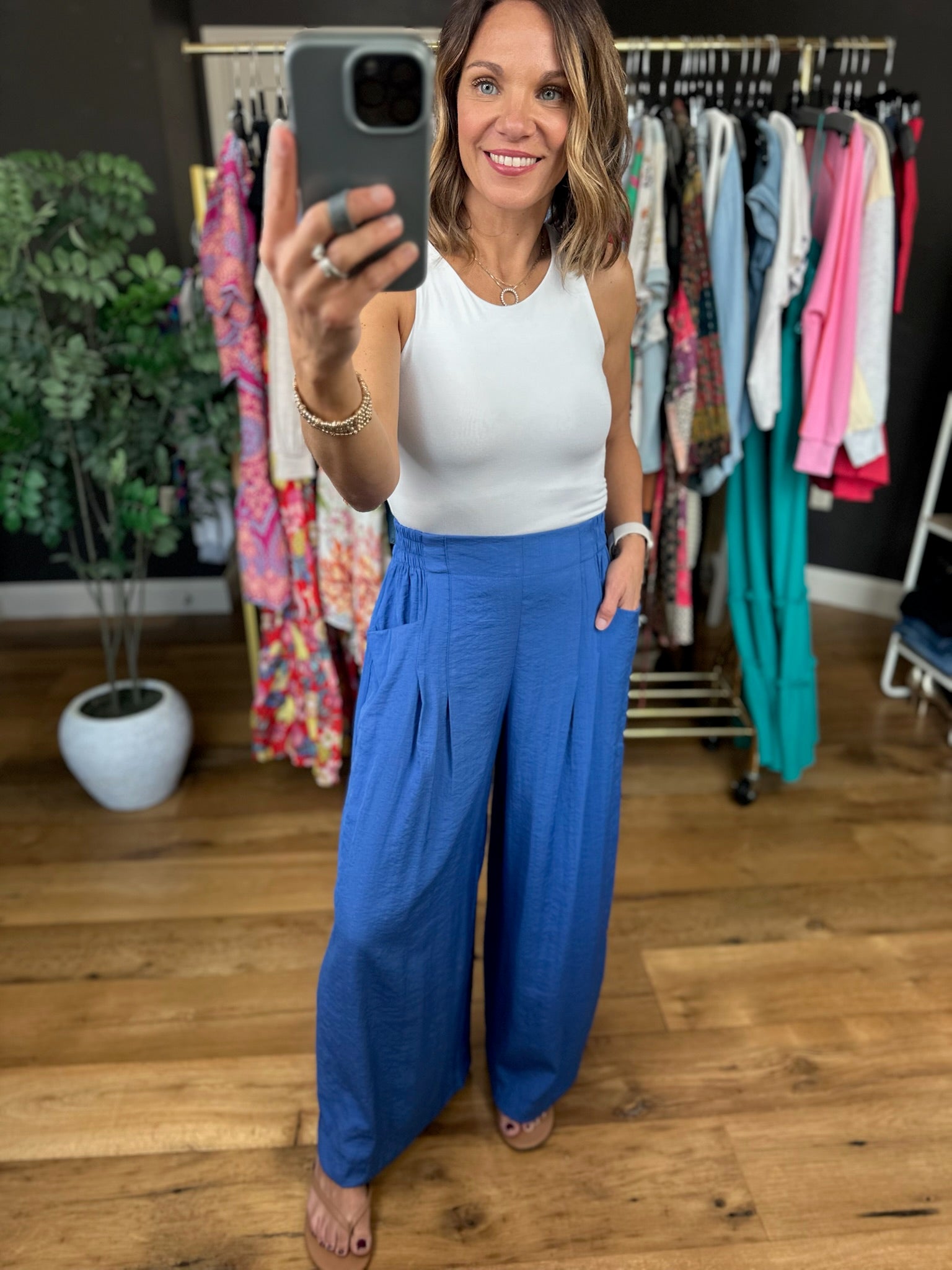 Kind Of Day Cropped Wide-Leg Pocket Pant-Pants-Umgee-Anna Kaytes Boutique, Women's Fashion Boutique in Grinnell, Iowa