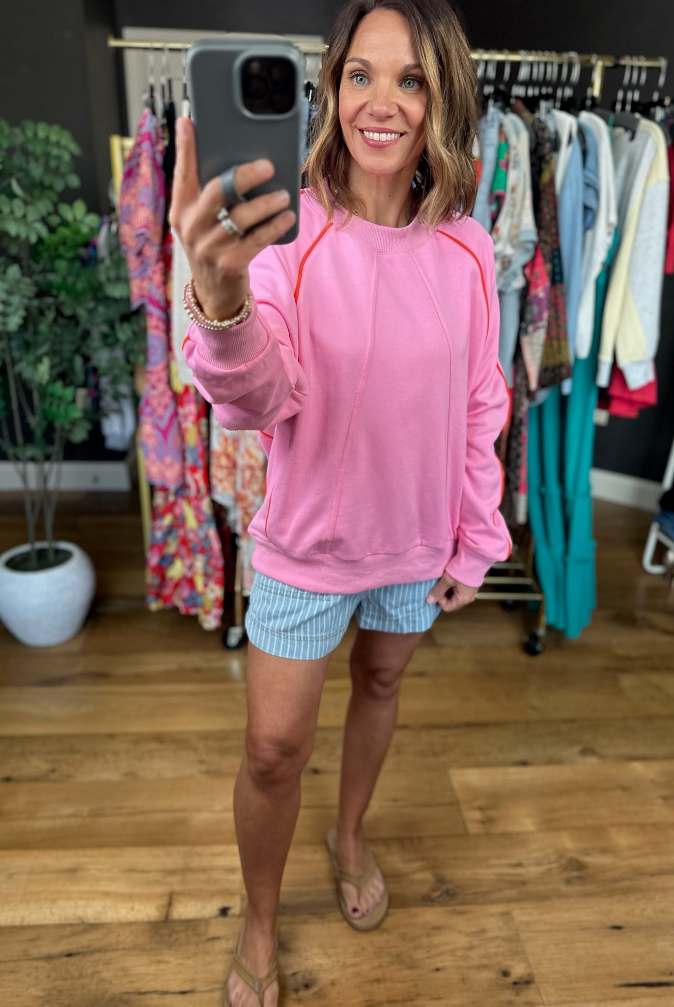 Living Lively Trimmed Crewneck-Sweaters-Fate-Anna Kaytes Boutique, Women's Fashion Boutique in Grinnell, Iowa