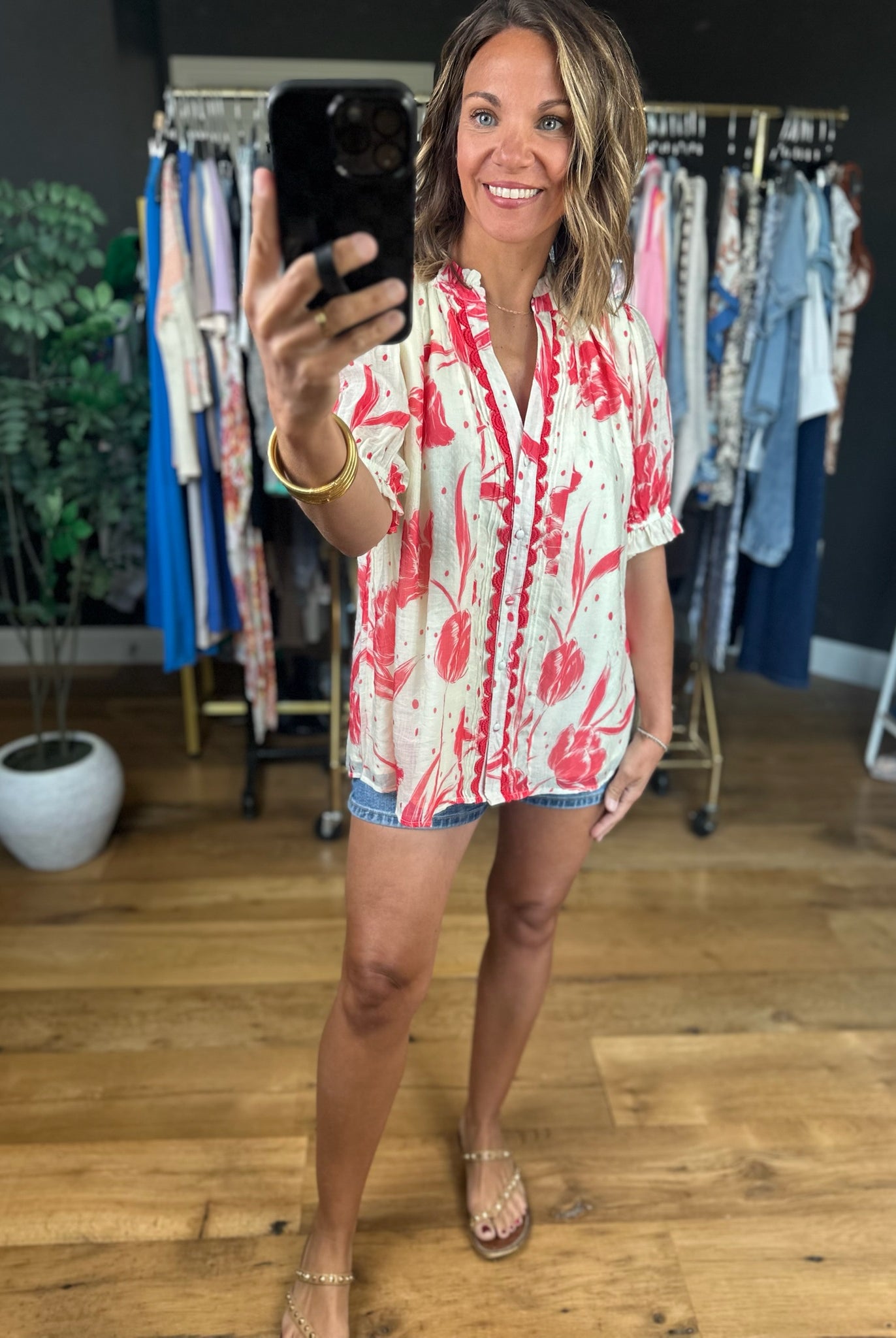 Favorite Day Floral Top-Short Sleeves-Umgee-Anna Kaytes Boutique, Women's Fashion Boutique in Grinnell, Iowa