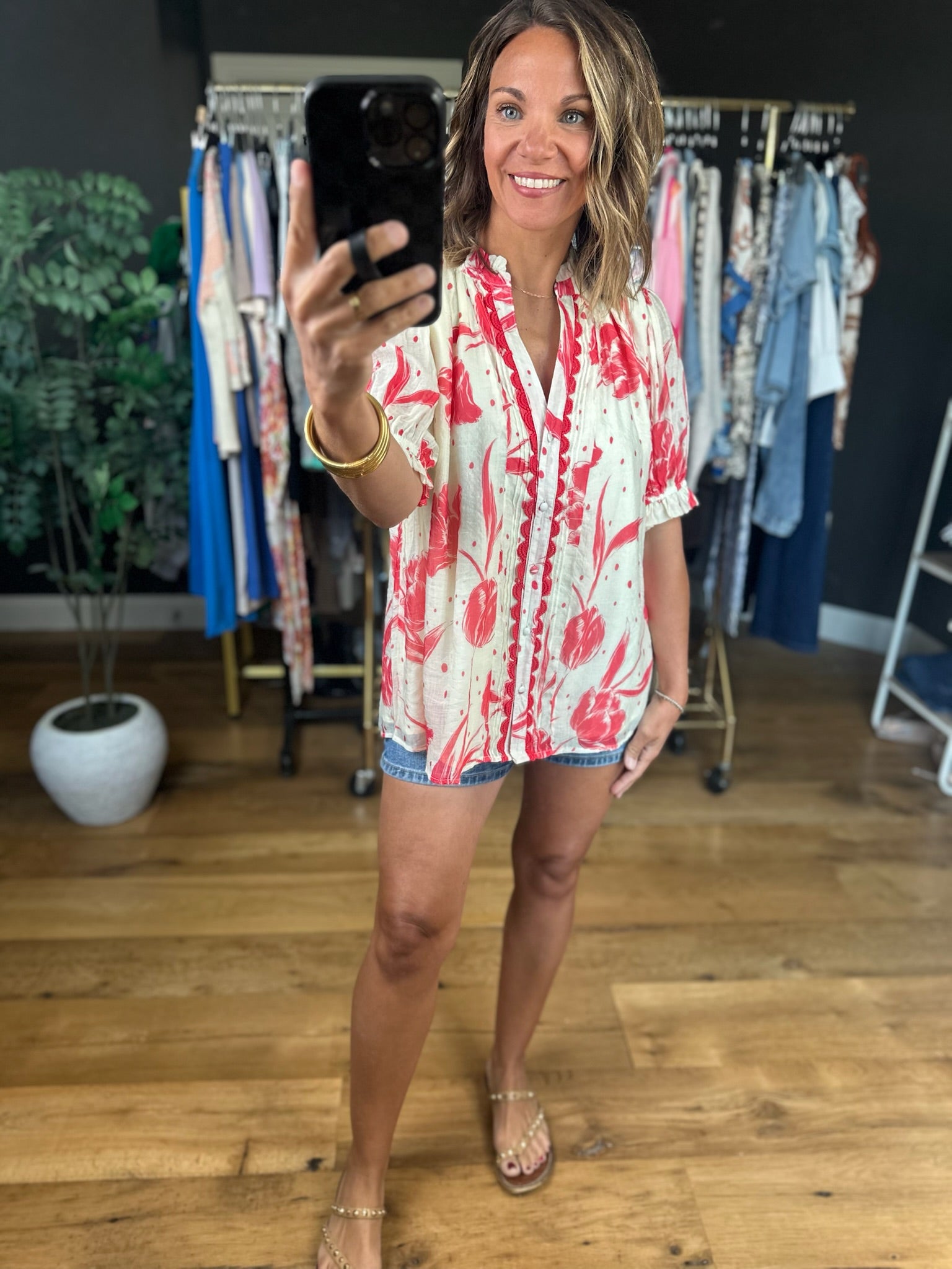 Favorite Day Floral Top-Short Sleeves-Umgee-Anna Kaytes Boutique, Women's Fashion Boutique in Grinnell, Iowa
