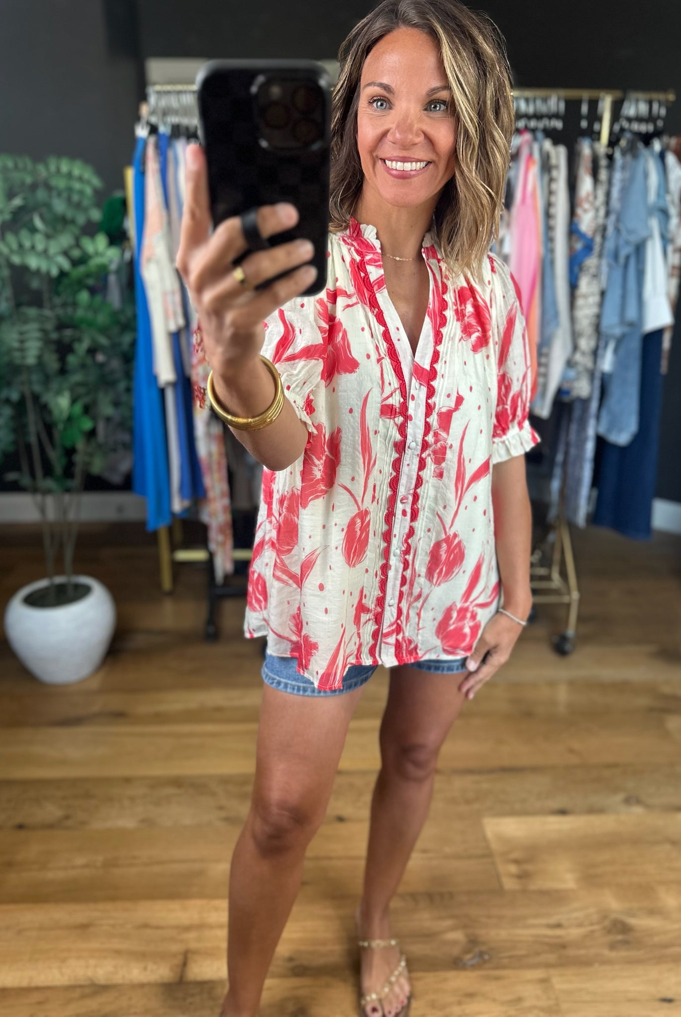 Favorite Day Floral Top-Short Sleeves-Umgee-Anna Kaytes Boutique, Women's Fashion Boutique in Grinnell, Iowa