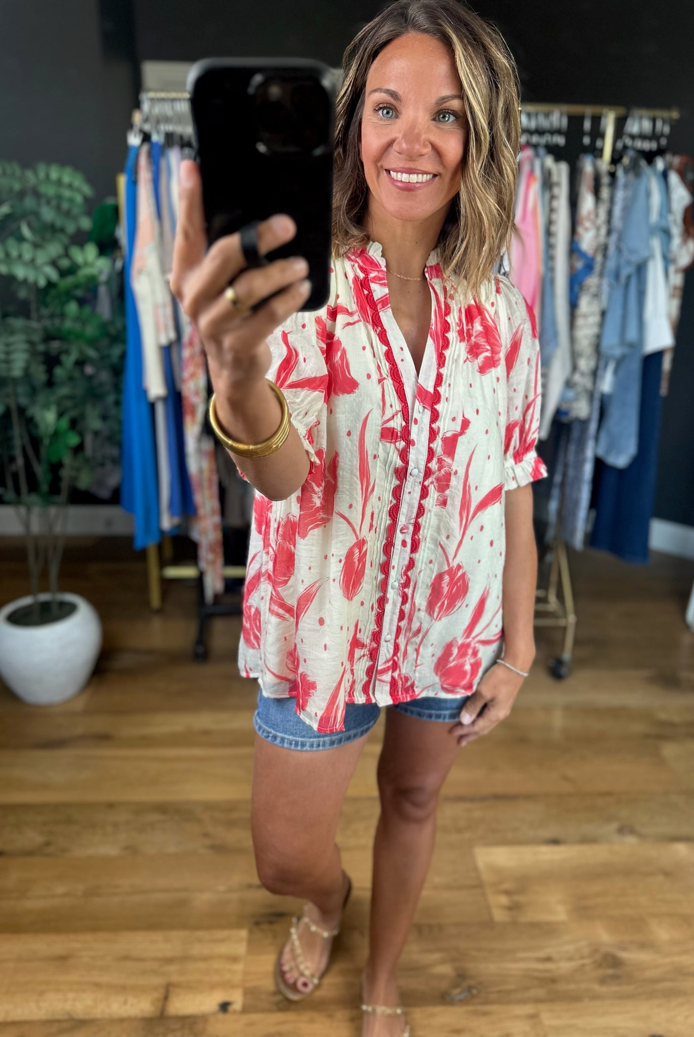Favorite Day Floral Top-Short Sleeves-Umgee-Anna Kaytes Boutique, Women's Fashion Boutique in Grinnell, Iowa