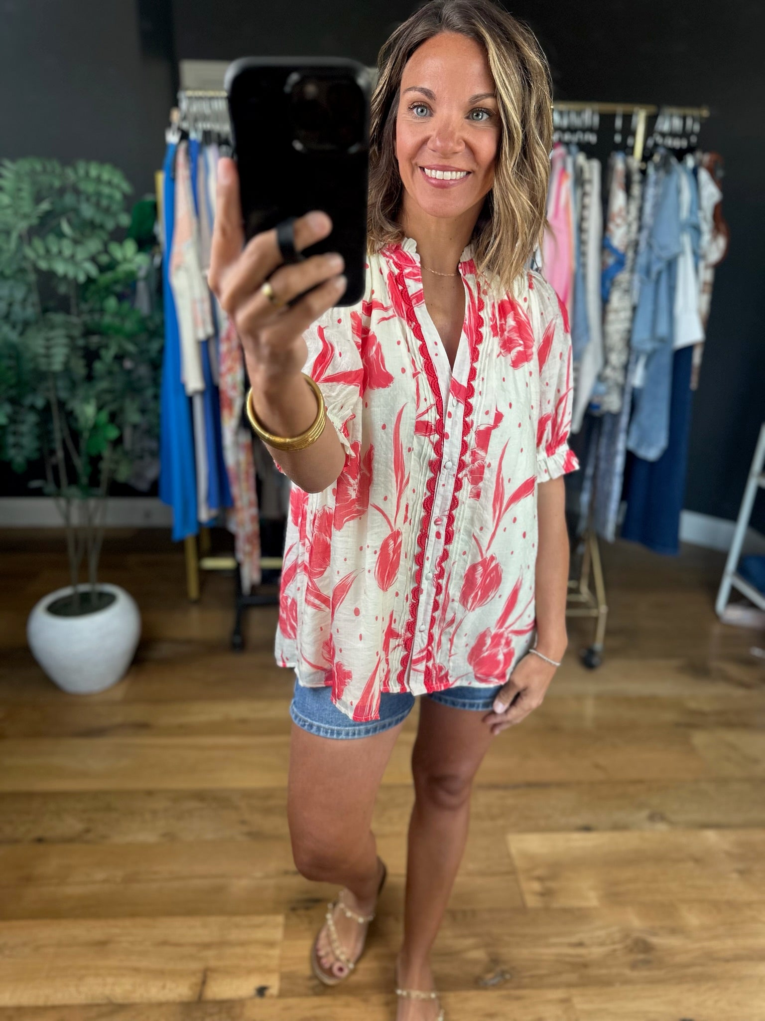 Favorite Day Floral Top-Short Sleeves-Umgee-Anna Kaytes Boutique, Women's Fashion Boutique in Grinnell, Iowa