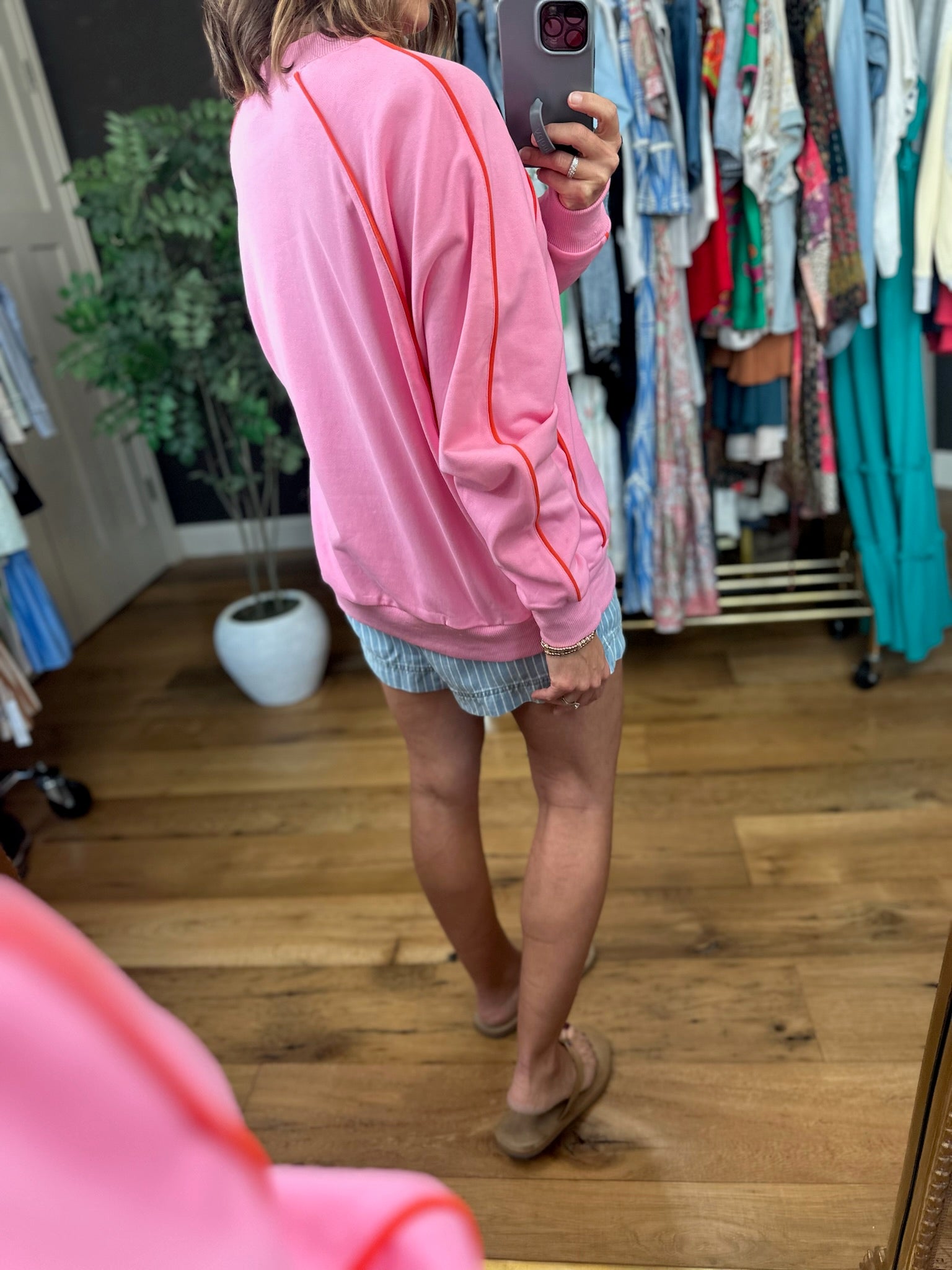Living Lively Trimmed Crewneck-Sweaters-Fate-Anna Kaytes Boutique, Women's Fashion Boutique in Grinnell, Iowa