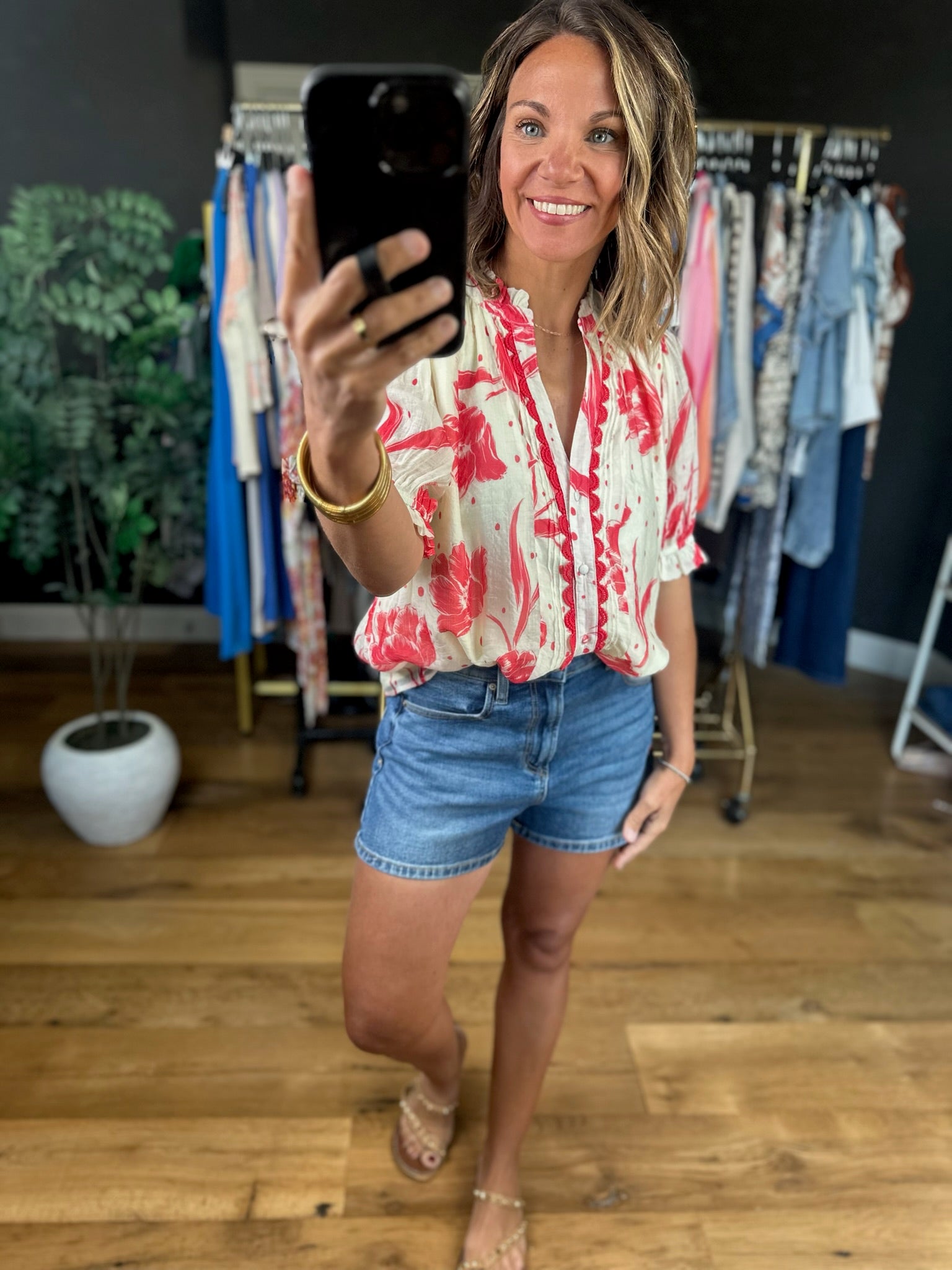 Favorite Day Floral Top-Short Sleeves-Umgee-Anna Kaytes Boutique, Women's Fashion Boutique in Grinnell, Iowa