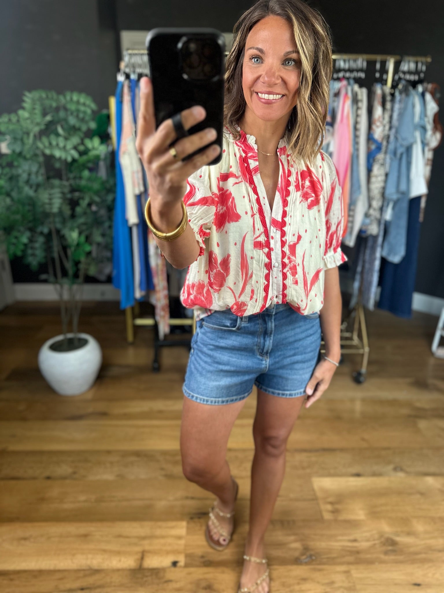 Favorite Day Floral Top-Short Sleeves-Umgee-Anna Kaytes Boutique, Women's Fashion Boutique in Grinnell, Iowa