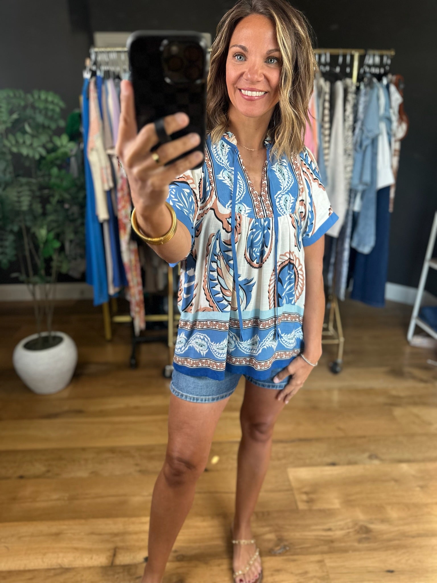 Reaching Out Paisley-Print Top-Short Sleeves-Anna Kaytes Boutique-Anna Kaytes Boutique, Women's Fashion Boutique in Grinnell, Iowa