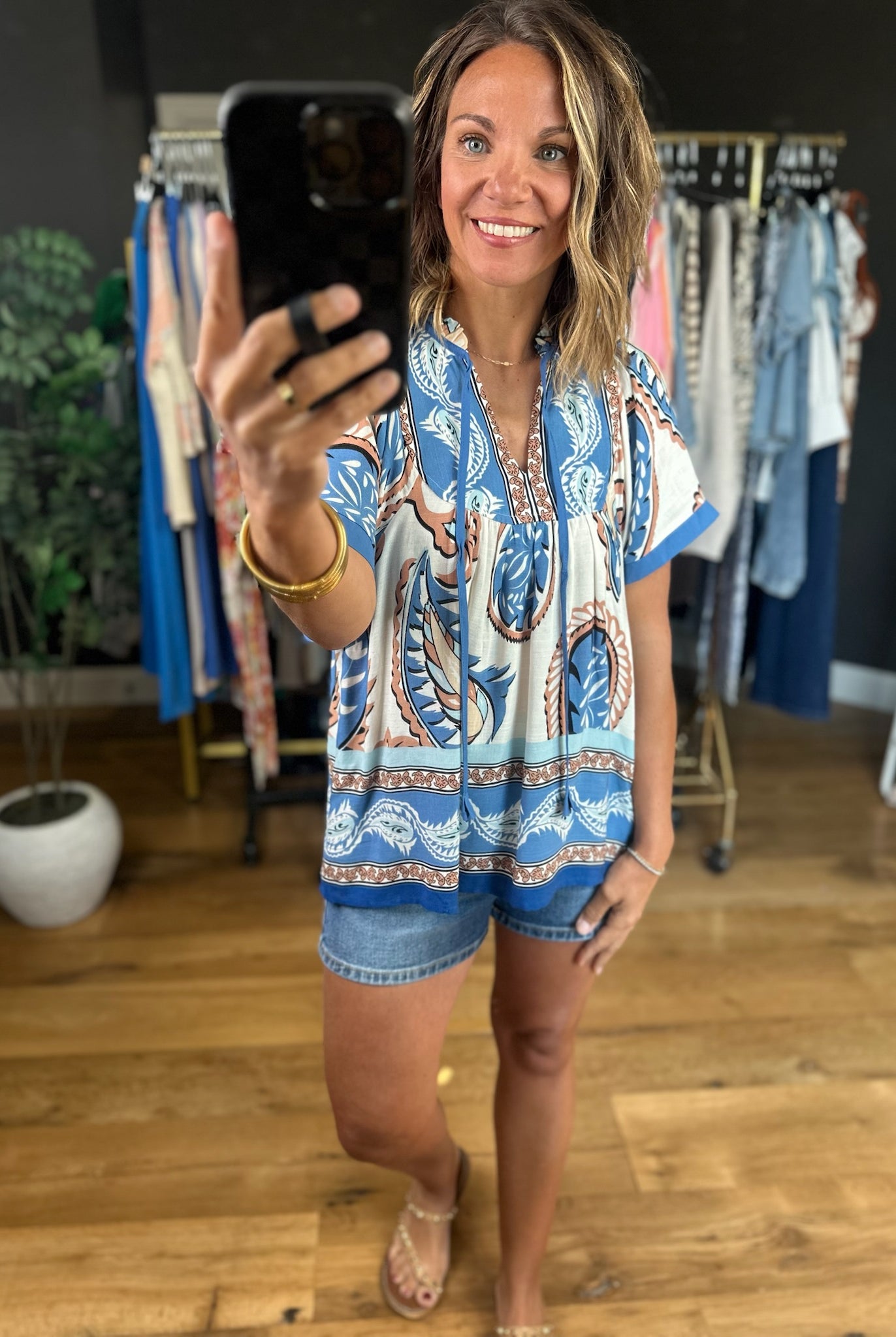 Reaching Out Paisley-Print Top-Short Sleeves-Anna Kaytes Boutique-Anna Kaytes Boutique, Women's Fashion Boutique in Grinnell, Iowa