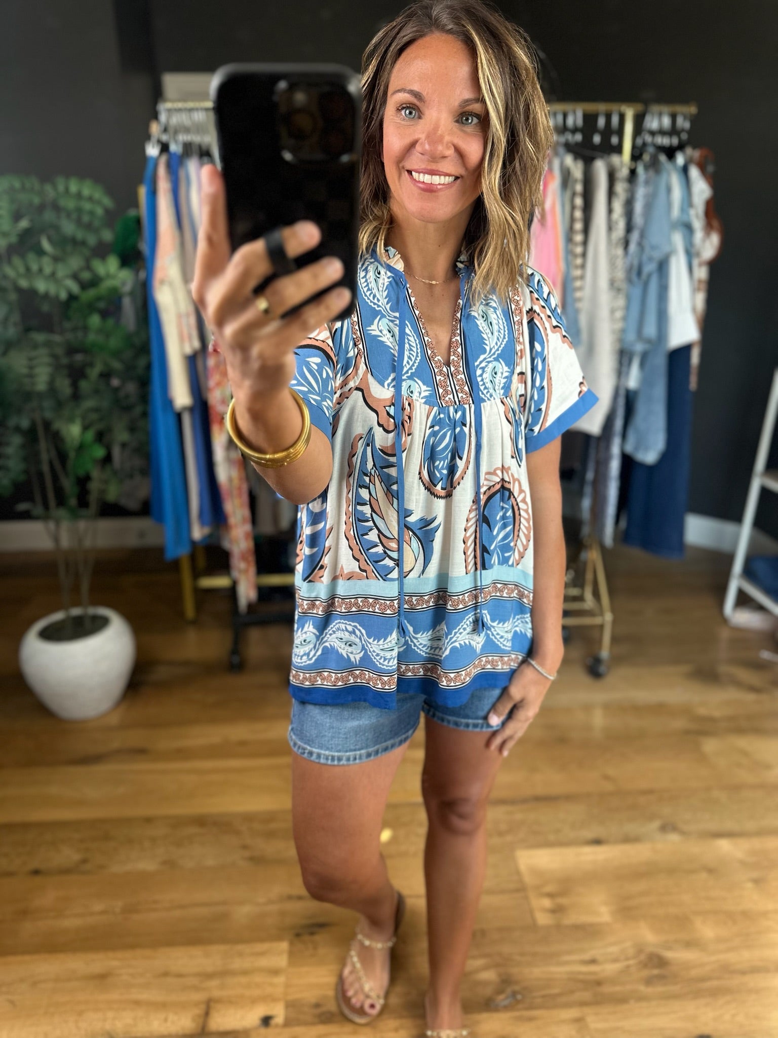 Reaching Out Paisley-Print Top-Short Sleeves-Anna Kaytes Boutique-Anna Kaytes Boutique, Women's Fashion Boutique in Grinnell, Iowa