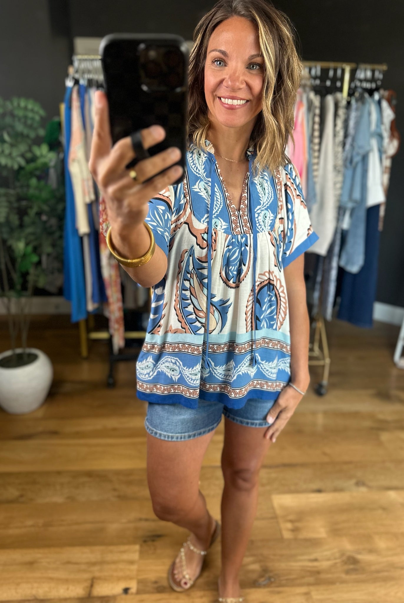 Reaching Out Paisley-Print Top-Short Sleeves-Anna Kaytes Boutique-Anna Kaytes Boutique, Women's Fashion Boutique in Grinnell, Iowa