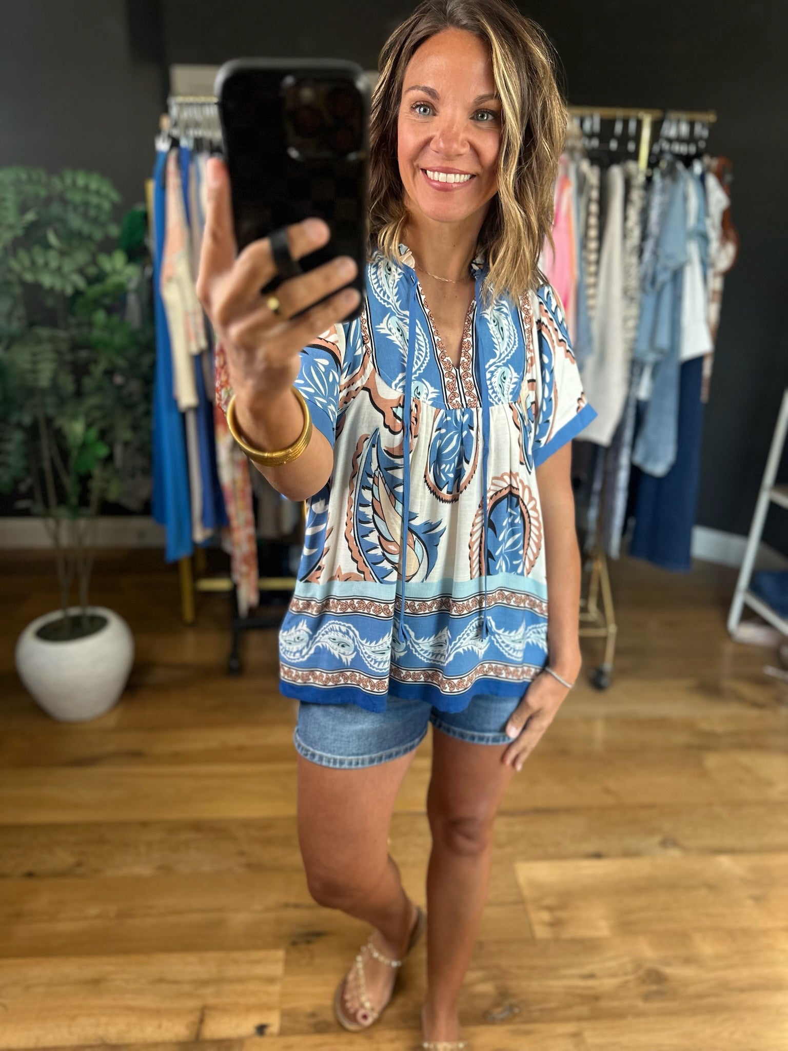 Reaching Out Paisley-Print Top-Short Sleeves-Anna Kaytes Boutique-Anna Kaytes Boutique, Women's Fashion Boutique in Grinnell, Iowa