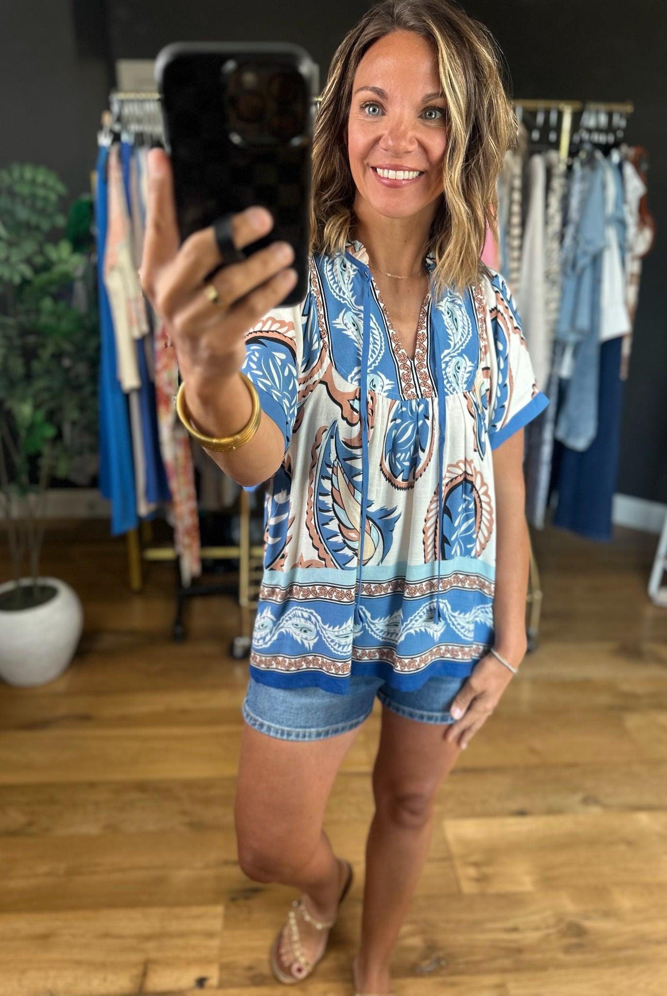 Reaching Out Paisley-Print Top-Short Sleeves-Anna Kaytes Boutique-Anna Kaytes Boutique, Women's Fashion Boutique in Grinnell, Iowa