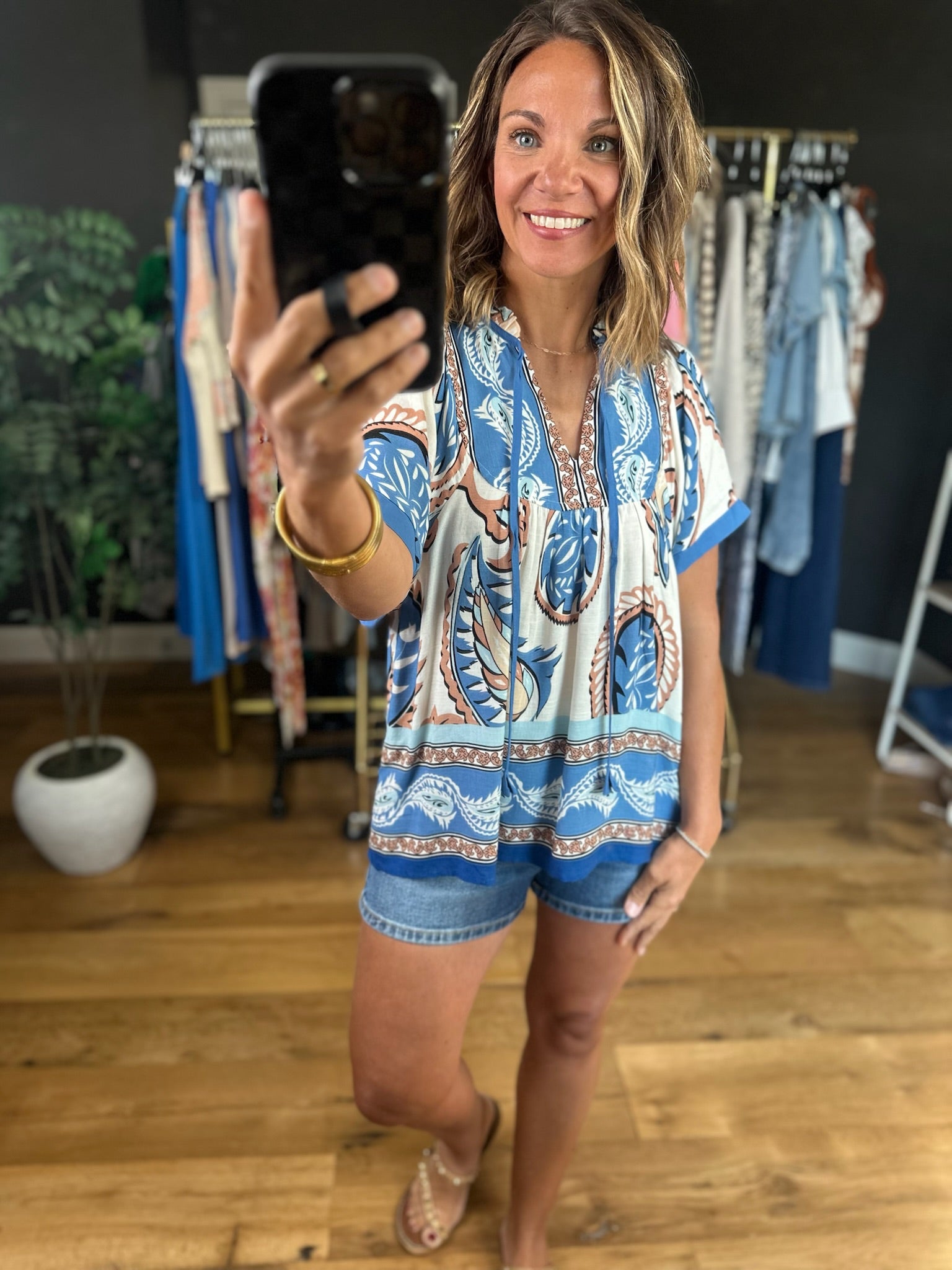 Reaching Out Paisley-Print Top-Short Sleeves-Anna Kaytes Boutique-Anna Kaytes Boutique, Women's Fashion Boutique in Grinnell, Iowa