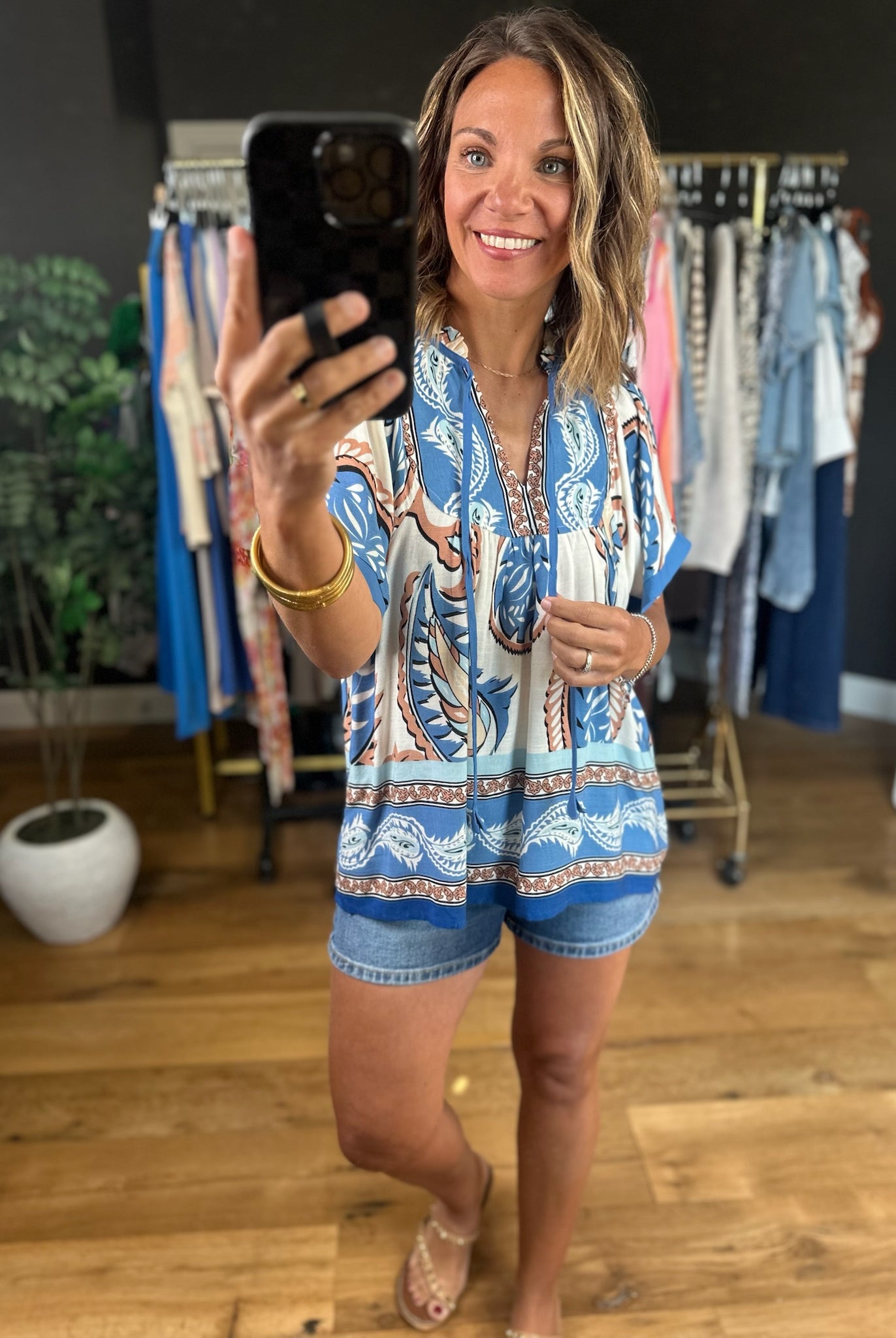Reaching Out Paisley-Print Top-Short Sleeves-Anna Kaytes Boutique-Anna Kaytes Boutique, Women's Fashion Boutique in Grinnell, Iowa