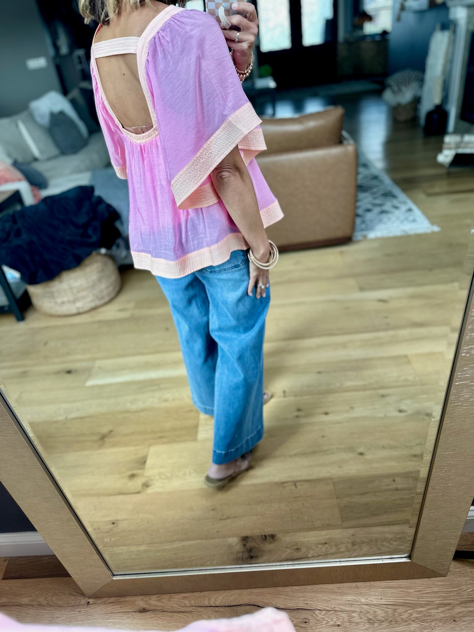 All Its Own Babydoll Top - Pink/Apricot-Fate-Anna Kaytes Boutique, Women's Fashion Boutique in Grinnell, Iowa