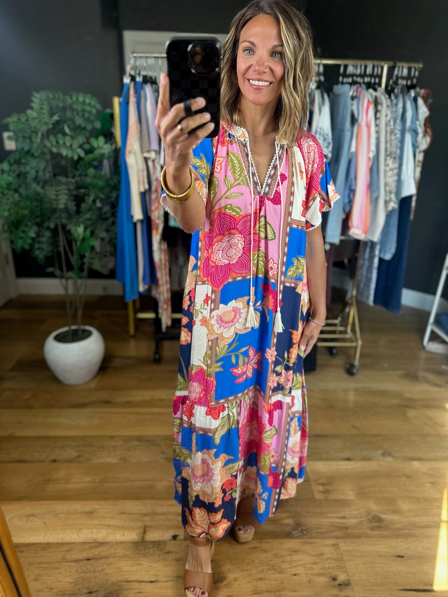 Blessed Bliss Floral Maxi Dress-Dresses-Umgee-Anna Kaytes Boutique, Women's Fashion Boutique in Grinnell, Iowa