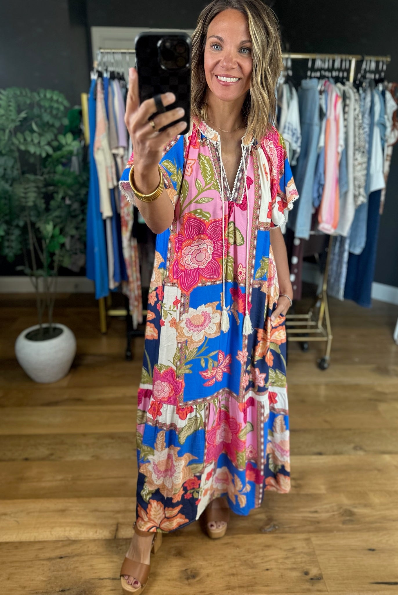 Blessed Bliss Floral Maxi Dress-Dresses-Umgee-Anna Kaytes Boutique, Women's Fashion Boutique in Grinnell, Iowa