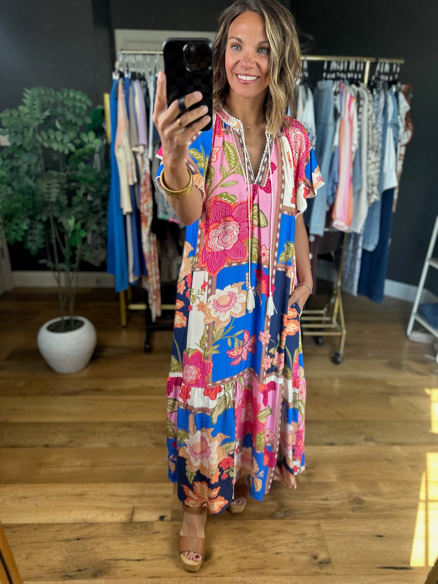 Blessed Bliss Floral Maxi Dress-Dresses-Umgee-Anna Kaytes Boutique, Women's Fashion Boutique in Grinnell, Iowa
