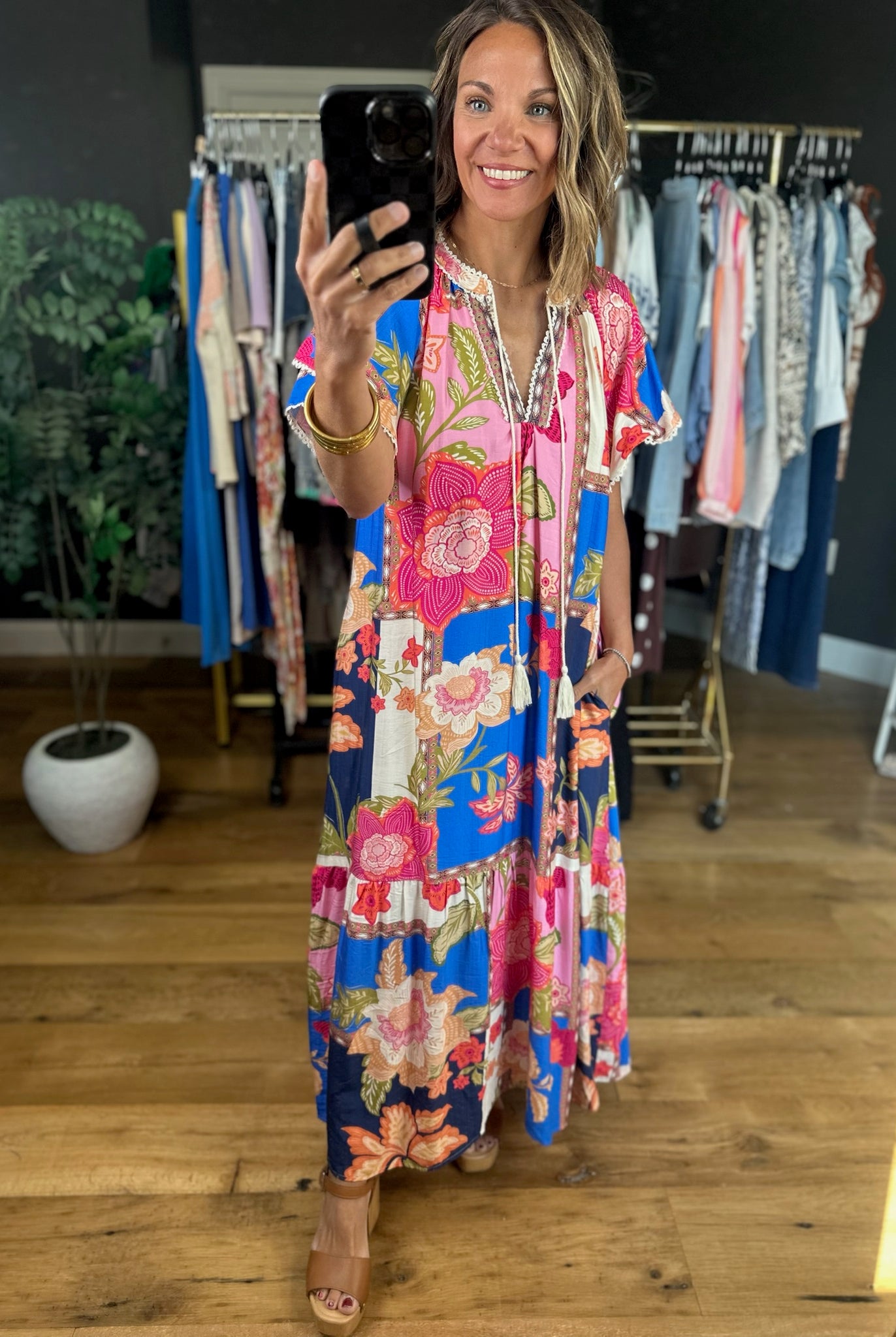 Blessed Bliss Floral Maxi Dress-Dresses-Umgee-Anna Kaytes Boutique, Women's Fashion Boutique in Grinnell, Iowa