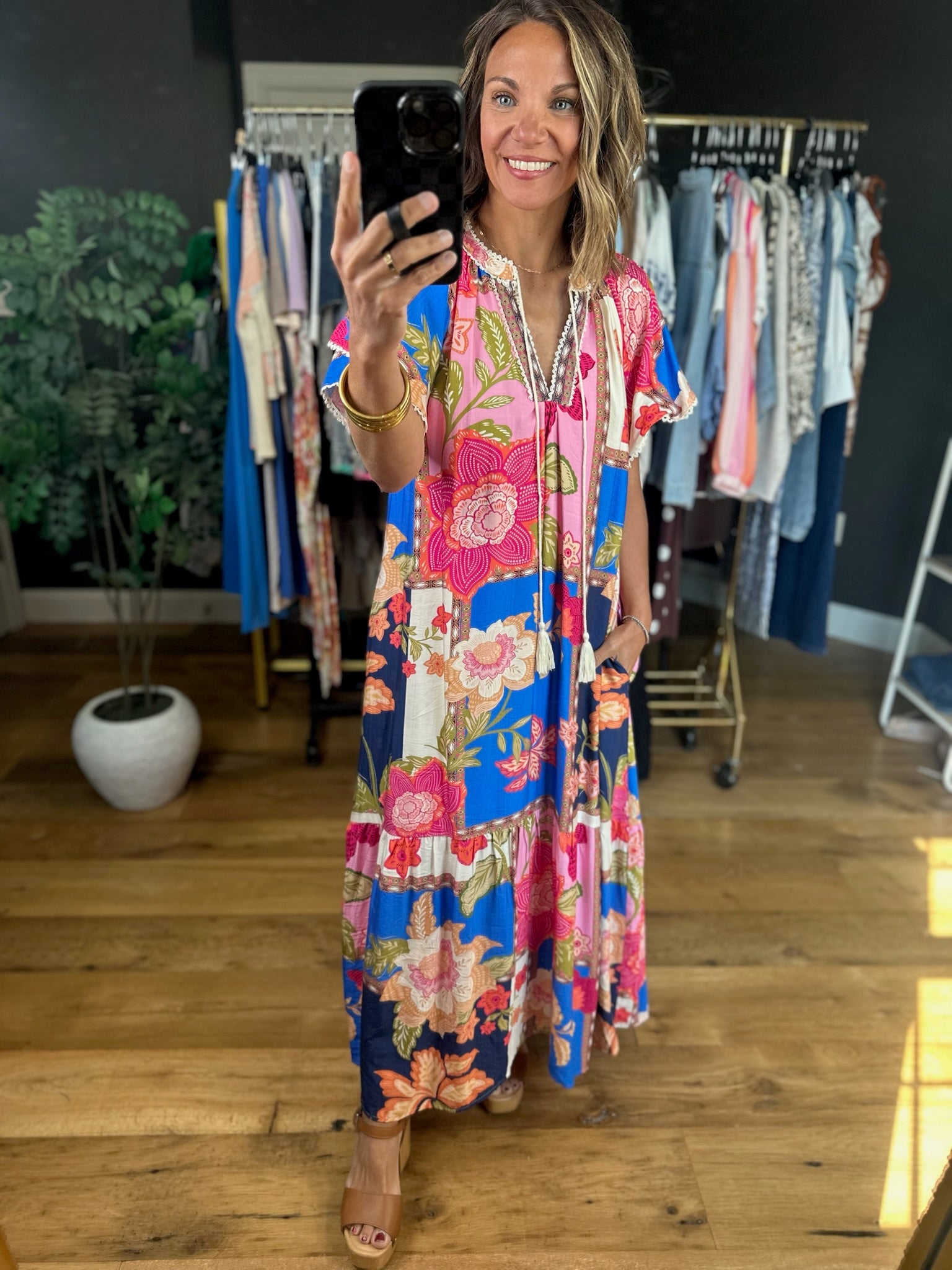 Blessed Bliss Floral Maxi Dress-Dresses-Umgee-Anna Kaytes Boutique, Women's Fashion Boutique in Grinnell, Iowa