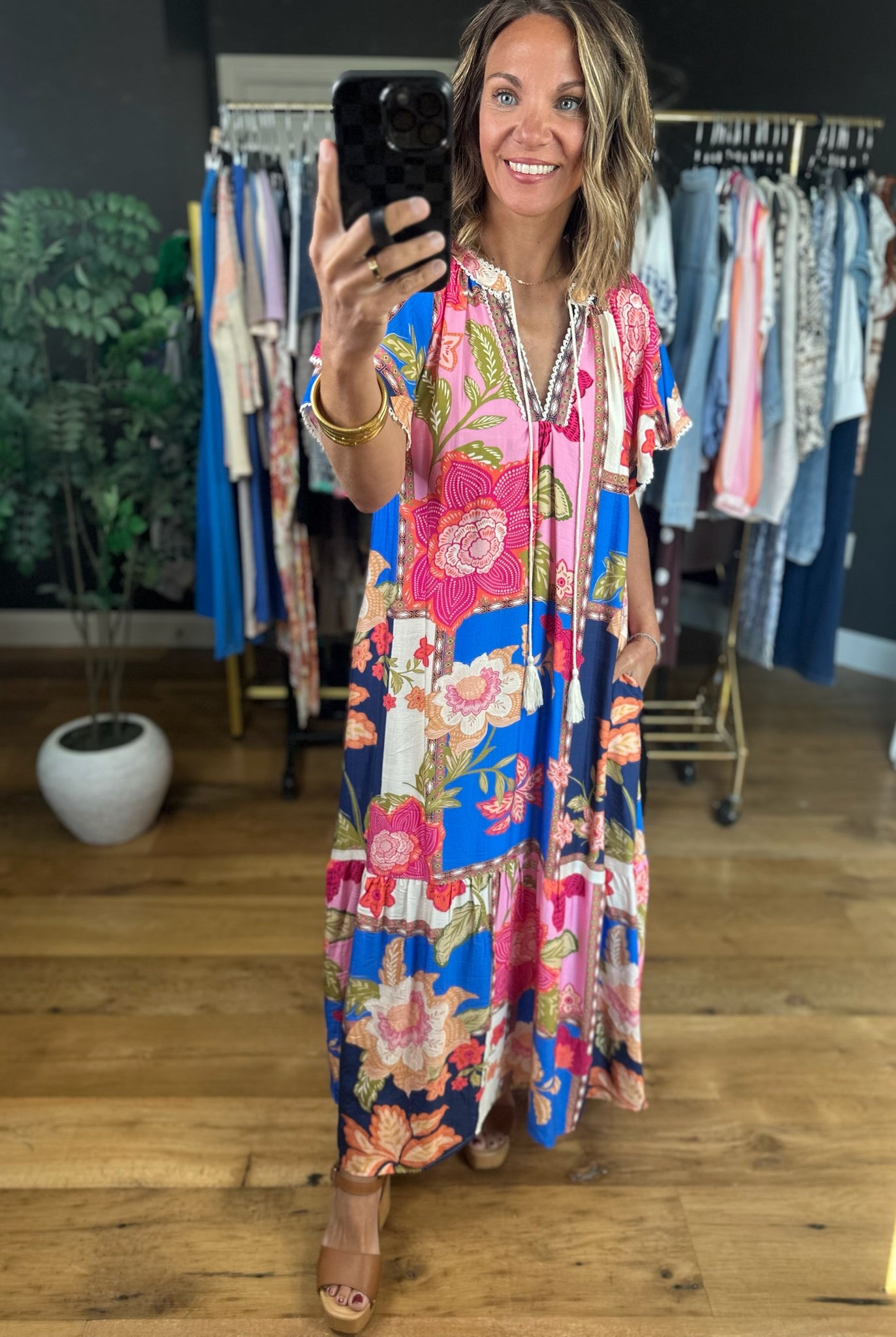 Blessed Bliss Floral Maxi Dress-Dresses-Umgee-Anna Kaytes Boutique, Women's Fashion Boutique in Grinnell, Iowa