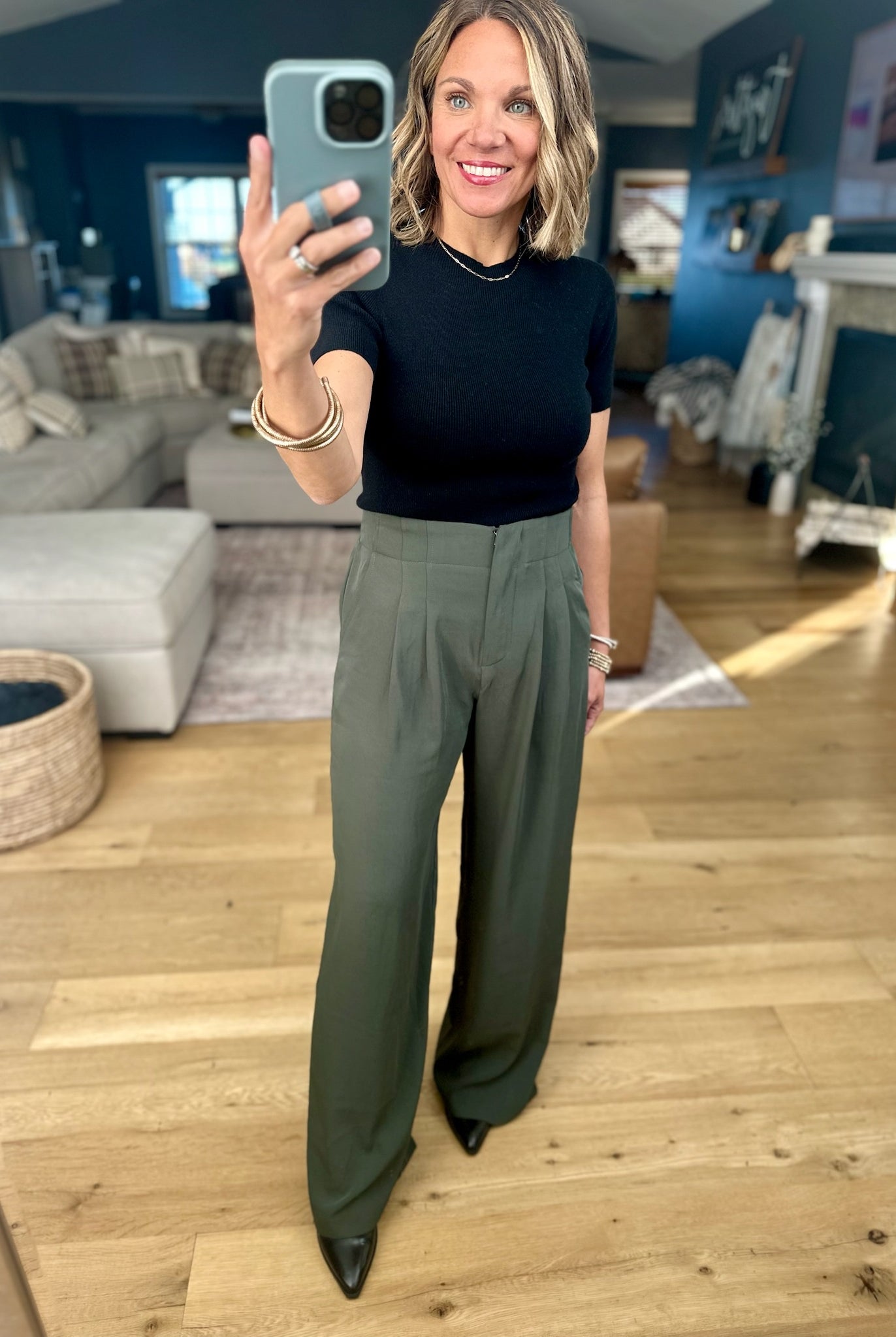 In The Loop High-Waisted Trouser Pants-Pants-Skies Are Blue-Anna Kaytes Boutique, Women's Fashion Boutique in Grinnell, Iowa