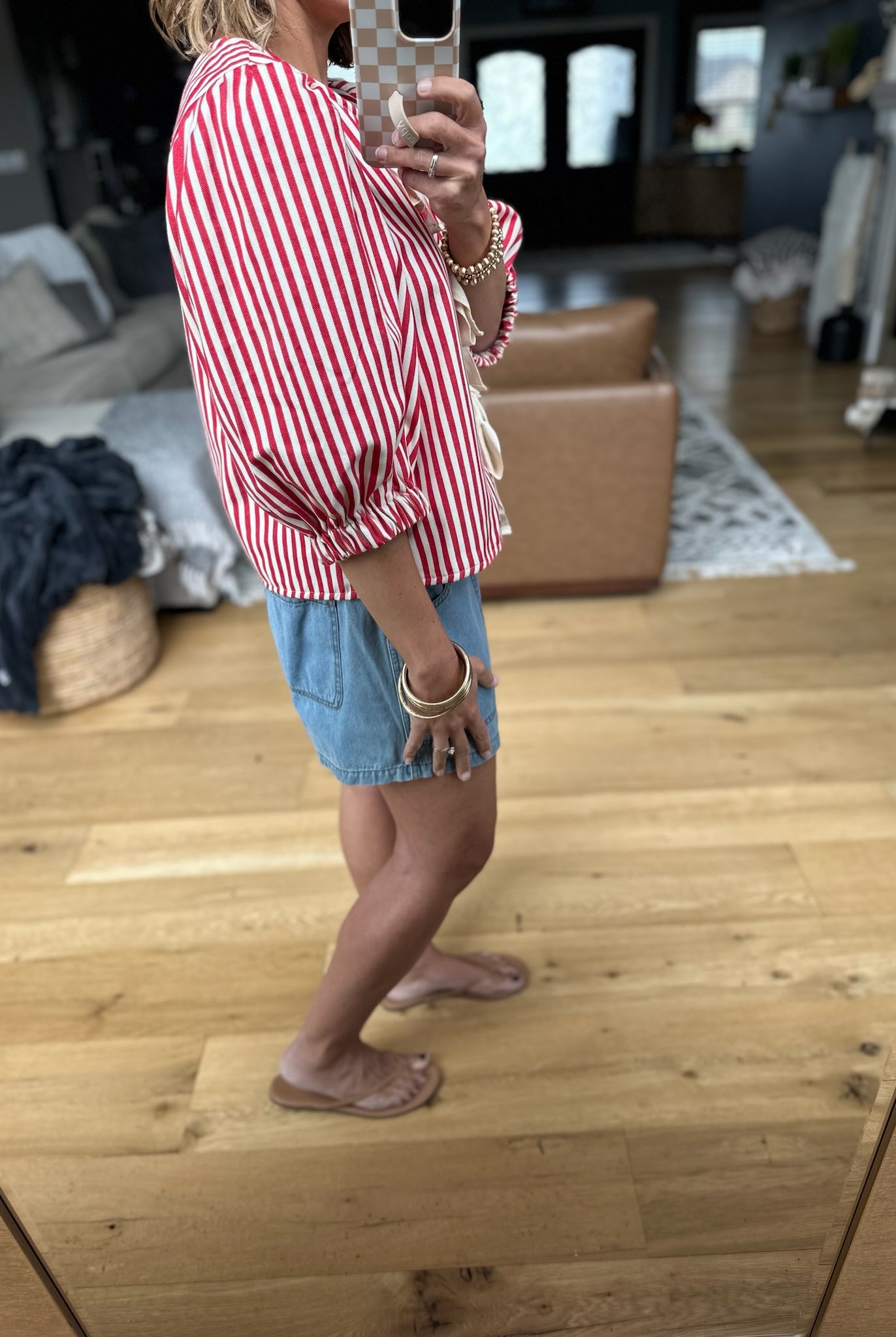 Back Around Bow-Detail Striped Top - Red-Jodifl-Anna Kaytes Boutique, Women's Fashion Boutique in Grinnell, Iowa
