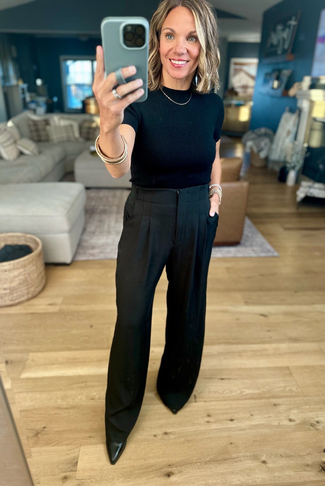 In The Loop High-Waisted Trouser Pants-Pants-Skies Are Blue-Anna Kaytes Boutique, Women's Fashion Boutique in Grinnell, Iowa