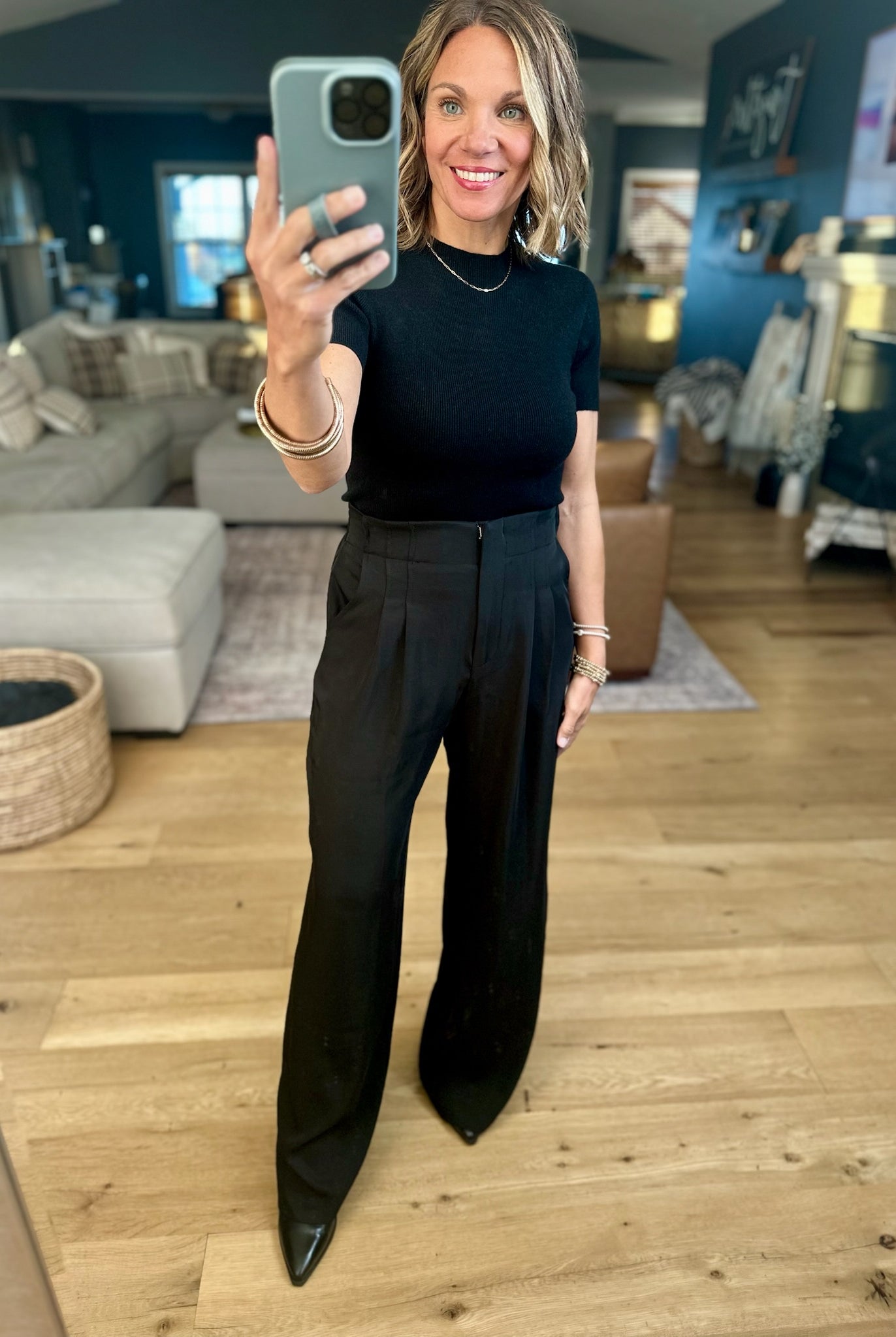 In The Loop High-Waisted Trouser Pants-Pants-Skies Are Blue-Anna Kaytes Boutique, Women's Fashion Boutique in Grinnell, Iowa