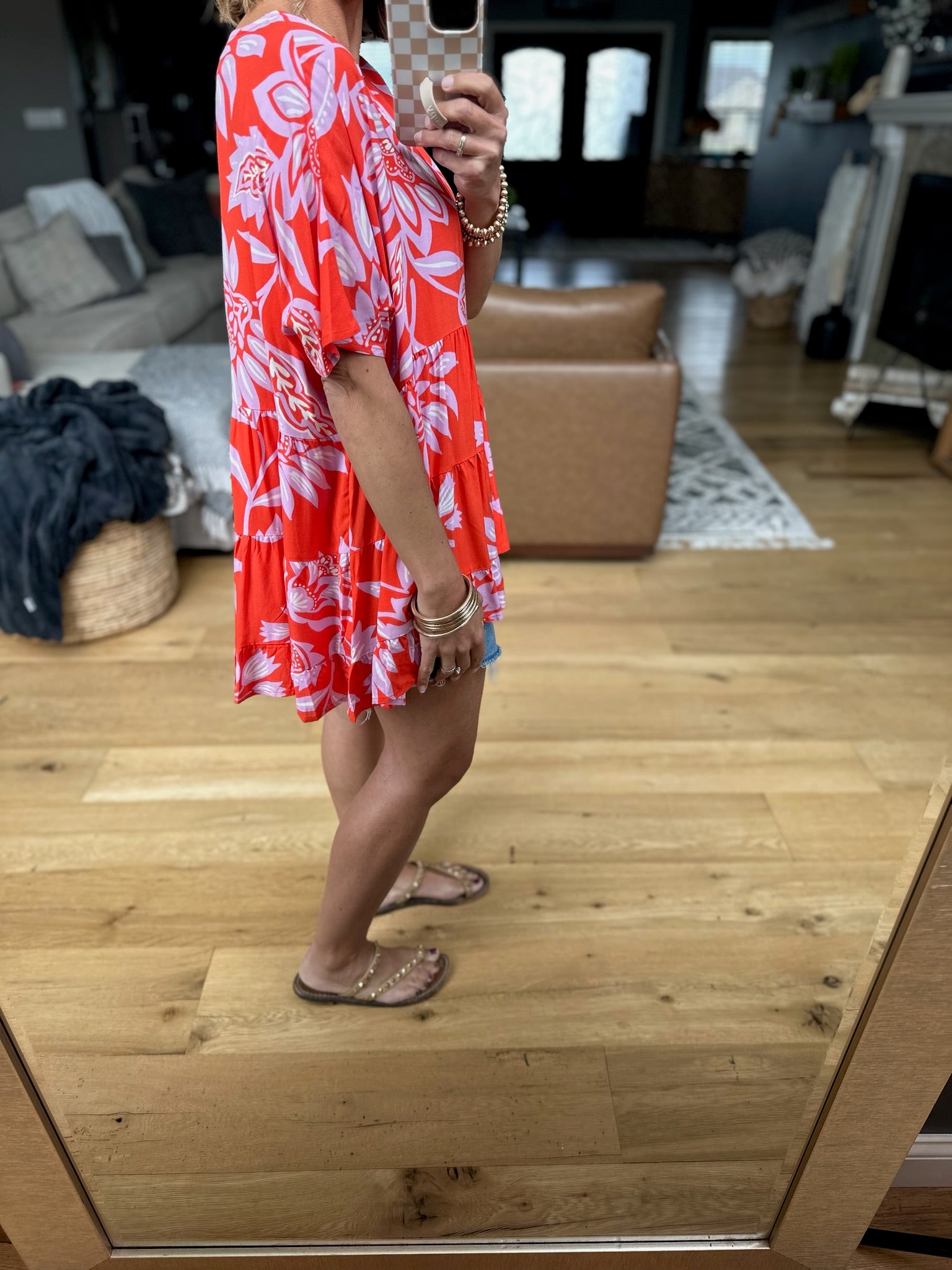 Met You In The Summer Oversized Tiered Top - Hot Coral-Easel-Anna Kaytes Boutique, Women's Fashion Boutique in Grinnell, Iowa