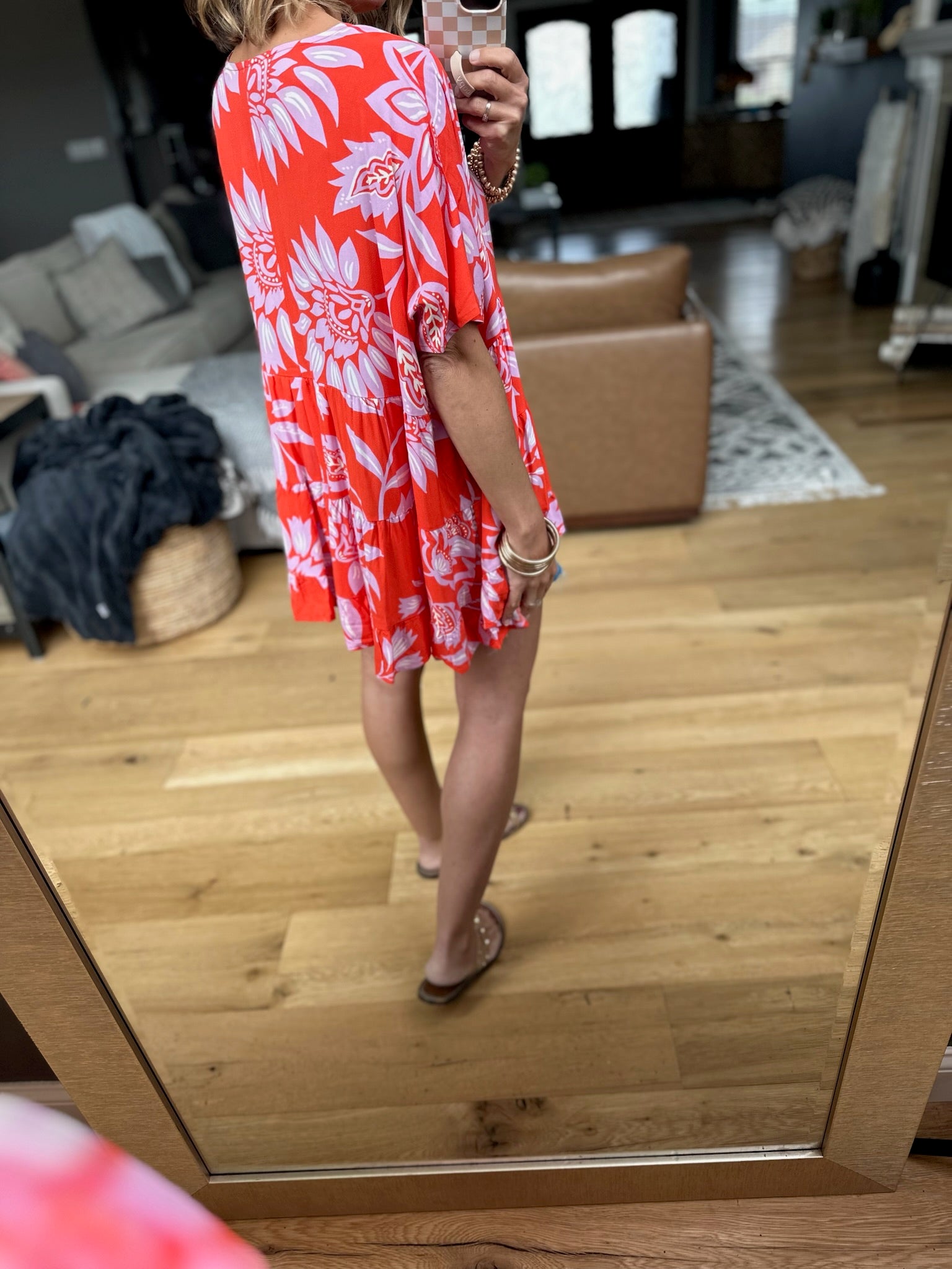 Met You In The Summer Oversized Tiered Top - Hot Coral-Easel-Anna Kaytes Boutique, Women's Fashion Boutique in Grinnell, Iowa