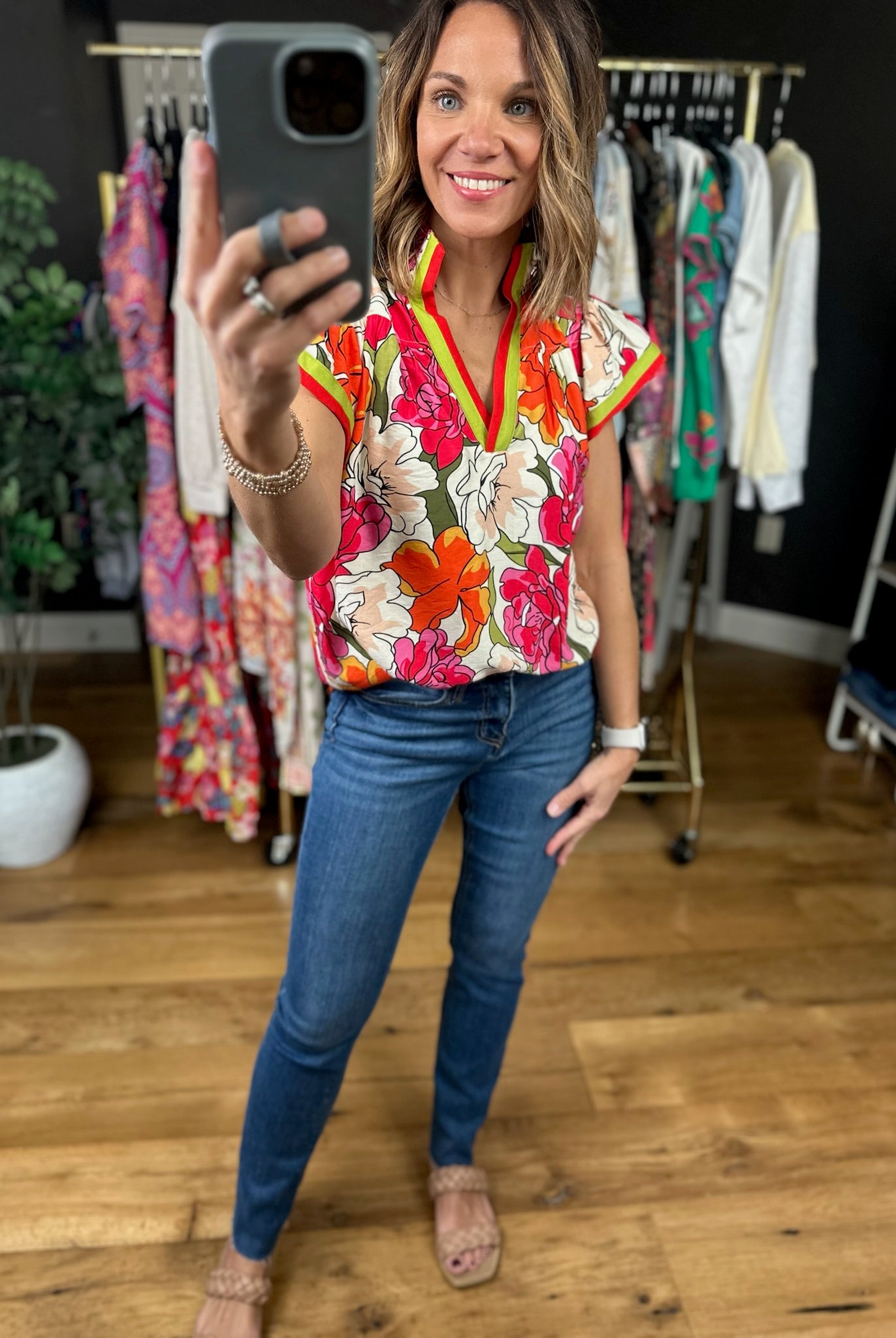 Spring Memories Floral Top-Short Sleeves-Umgee-Anna Kaytes Boutique, Women's Fashion Boutique in Grinnell, Iowa