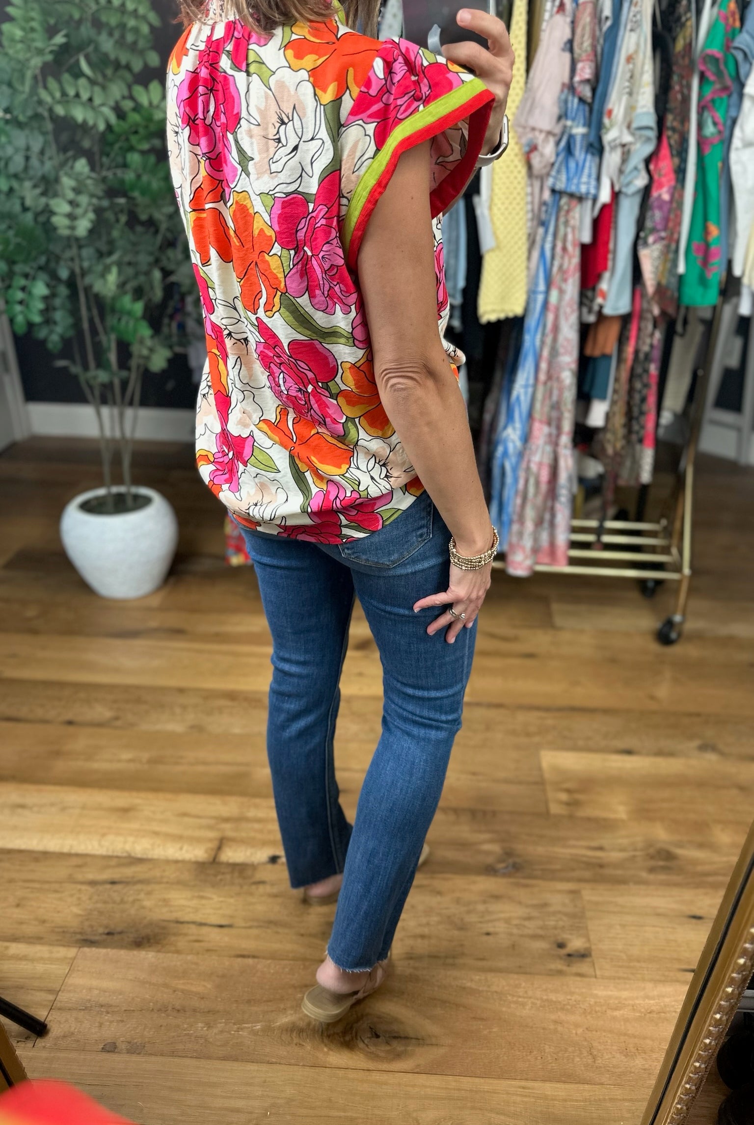 Spring Memories Floral Top-Short Sleeves-Umgee-Anna Kaytes Boutique, Women's Fashion Boutique in Grinnell, Iowa