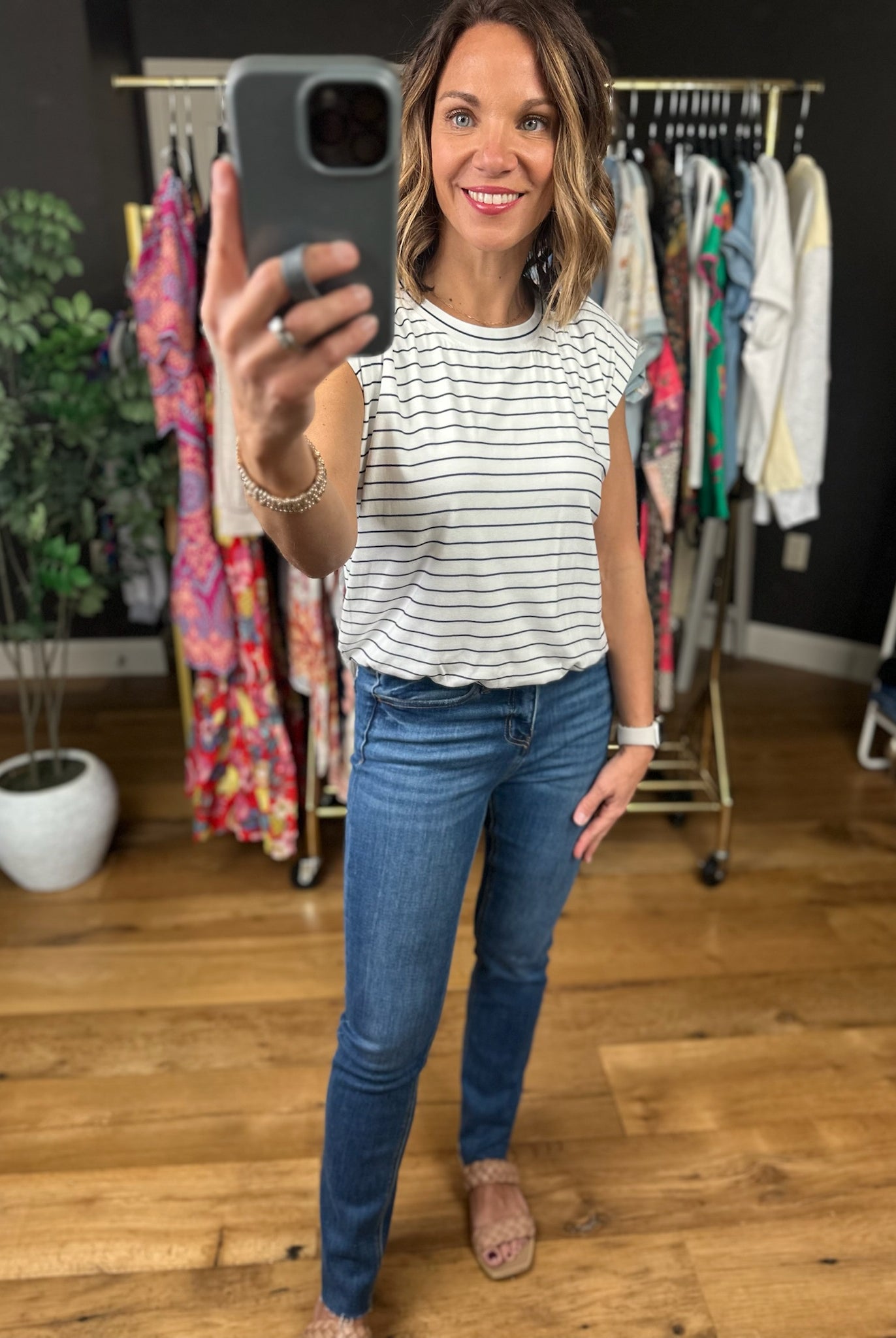 Bring Me Back Cap Sleeve Top-Short Sleeves-Skies Are Blue-Anna Kaytes Boutique, Women's Fashion Boutique in Grinnell, Iowa