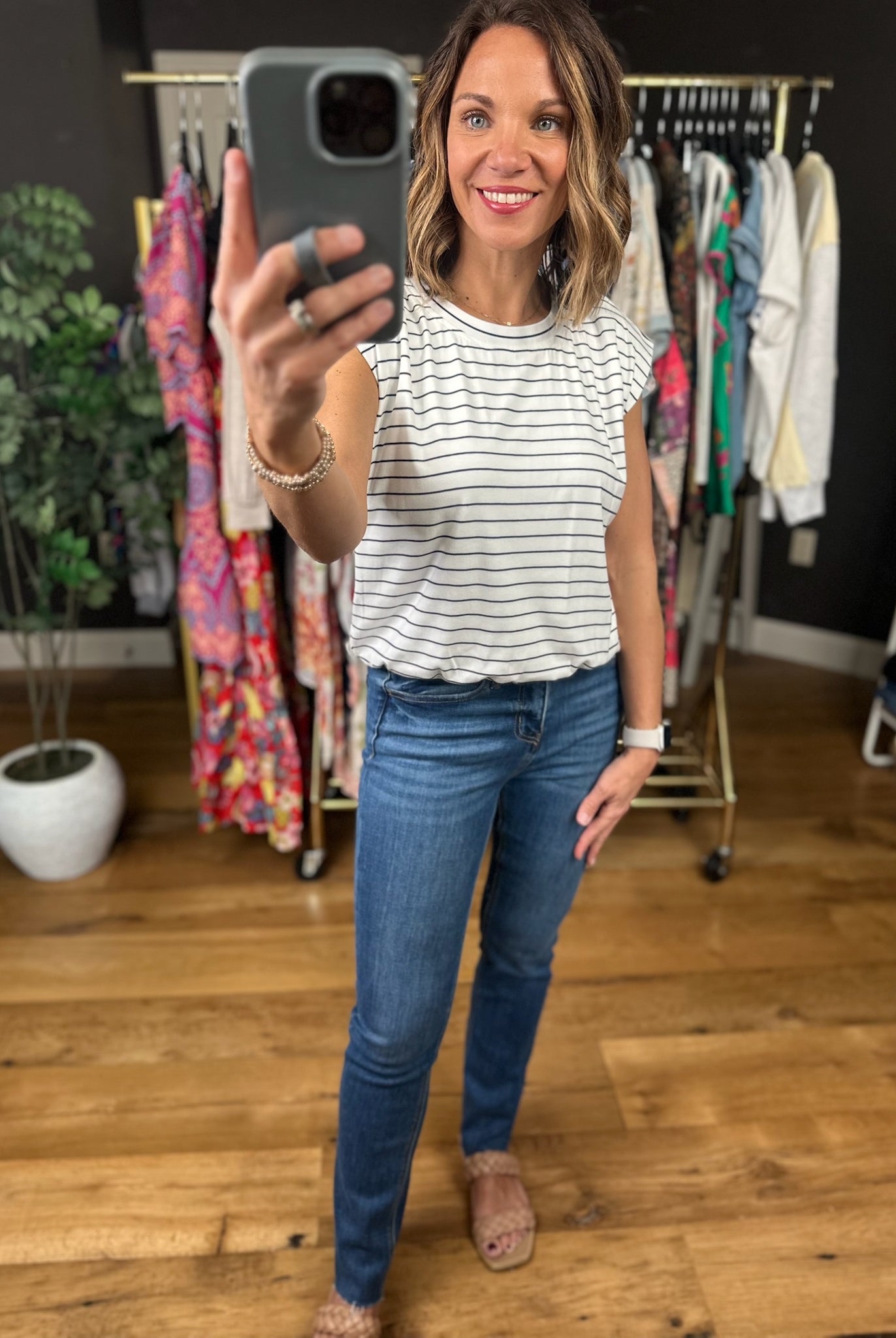 Bring Me Back Cap Sleeve Top-Short Sleeves-Skies Are Blue-Anna Kaytes Boutique, Women's Fashion Boutique in Grinnell, Iowa