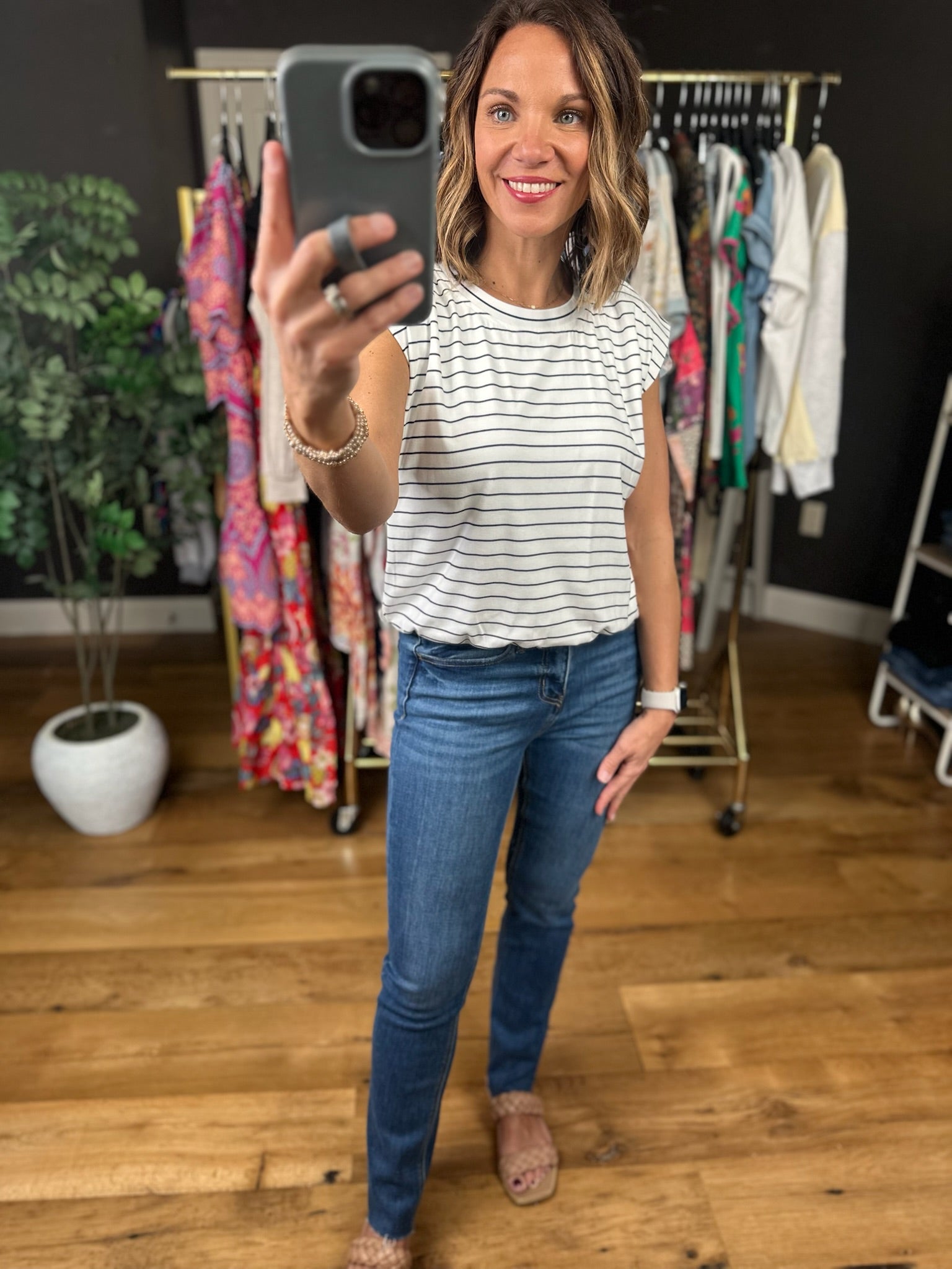 Bring Me Back Cap Sleeve Top-Short Sleeves-Skies Are Blue-Anna Kaytes Boutique, Women's Fashion Boutique in Grinnell, Iowa