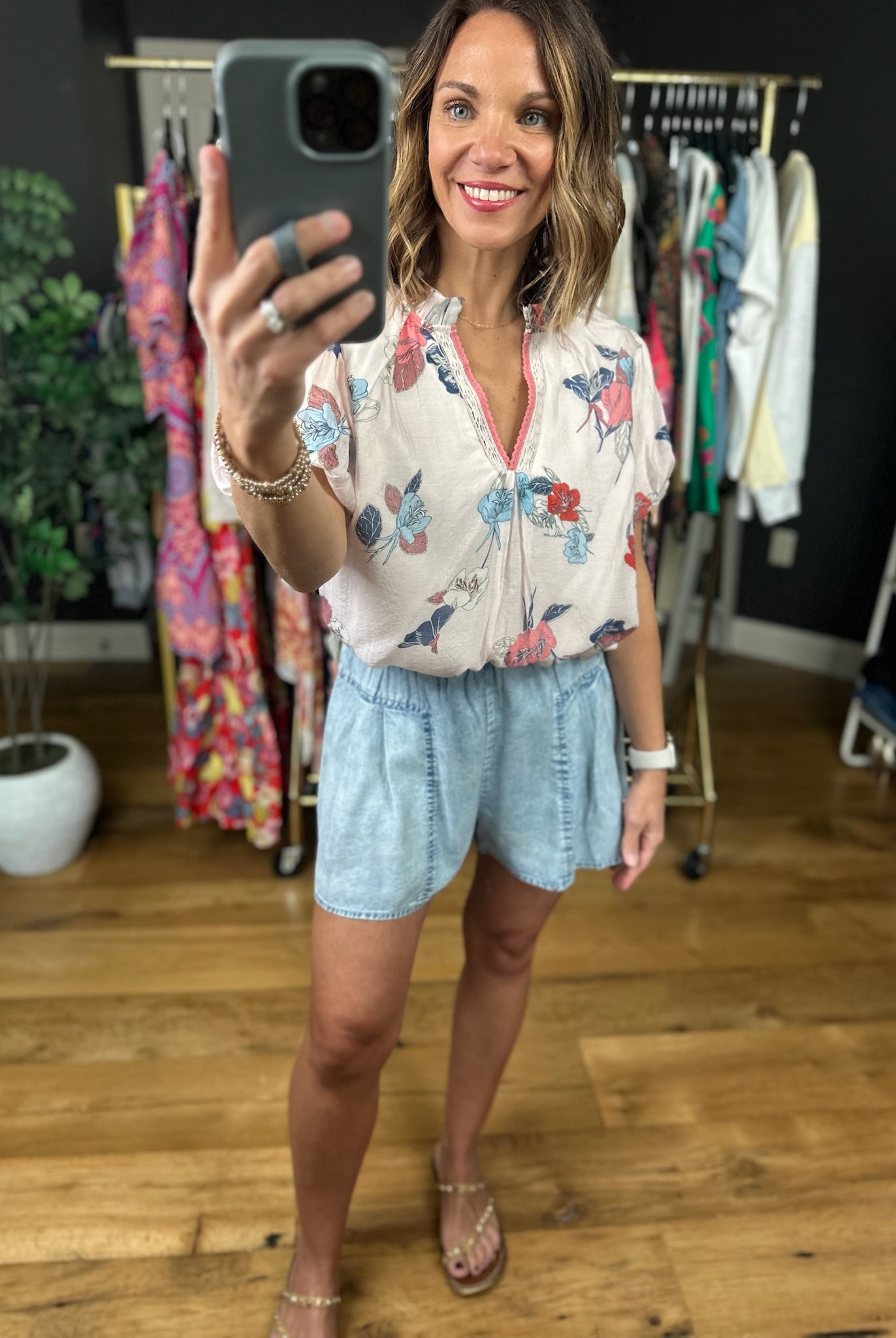 Made Of Spring Floral Top-Short Sleeves-Umgee-Anna Kaytes Boutique, Women's Fashion Boutique in Grinnell, Iowa