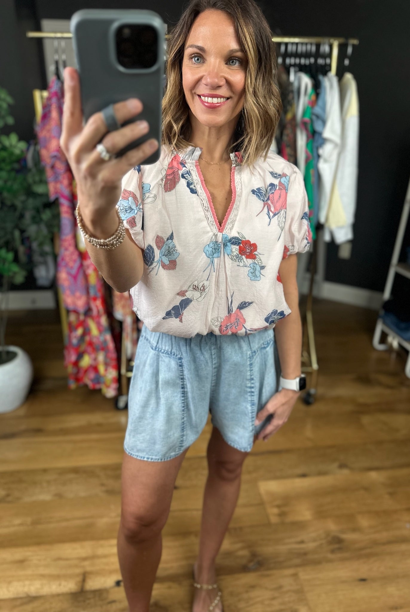 Made Of Spring Floral Top-Short Sleeves-Umgee-Anna Kaytes Boutique, Women's Fashion Boutique in Grinnell, Iowa