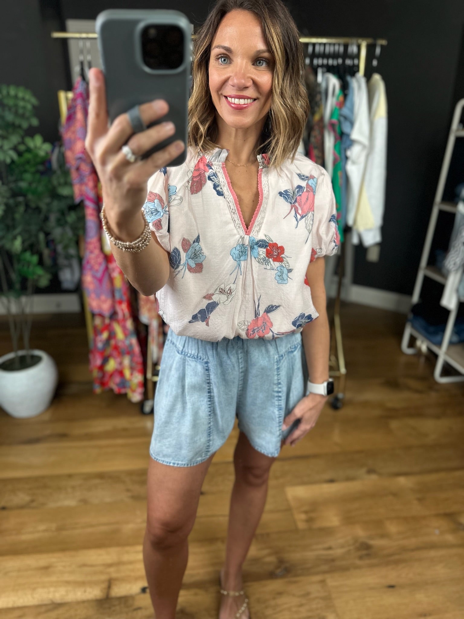 Made Of Spring Floral Top-Short Sleeves-Umgee-Anna Kaytes Boutique, Women's Fashion Boutique in Grinnell, Iowa