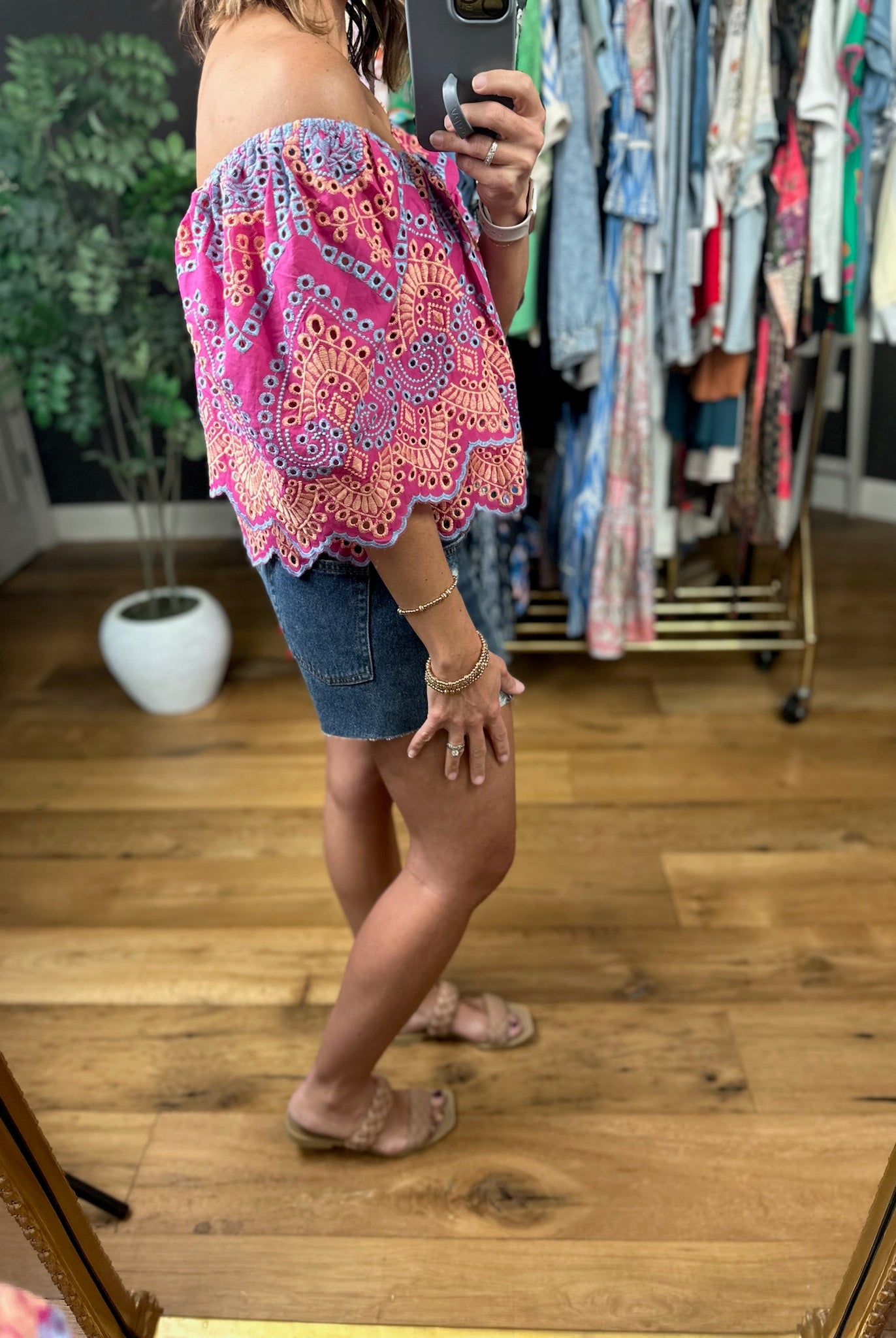 Magic Garden Eyelet Off-Shoulder Top-Sleeveless-Fate-Anna Kaytes Boutique, Women's Fashion Boutique in Grinnell, Iowa