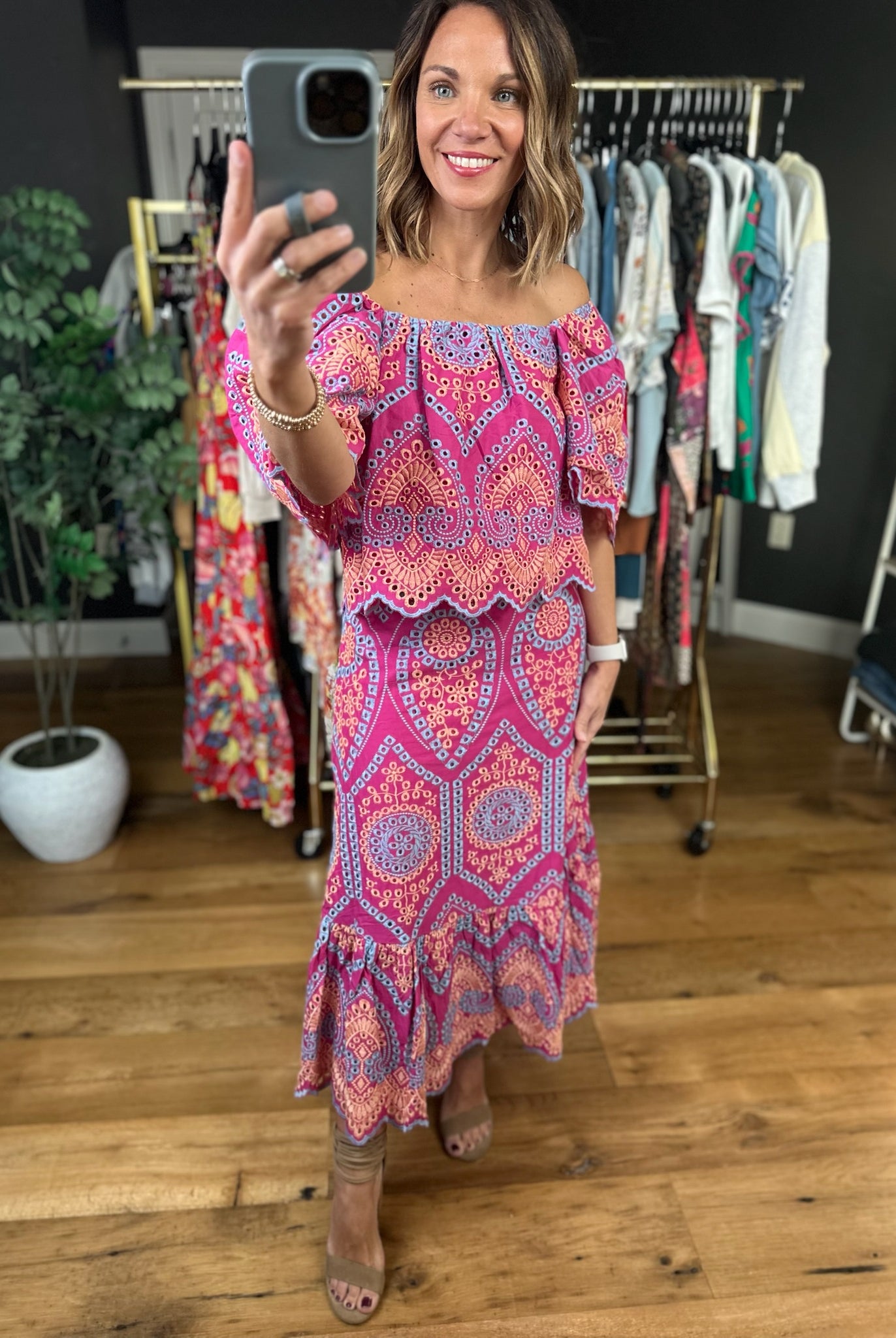 Magic Garden Eyelet Off-Shoulder Top-Sleeveless-Fate-Anna Kaytes Boutique, Women's Fashion Boutique in Grinnell, Iowa