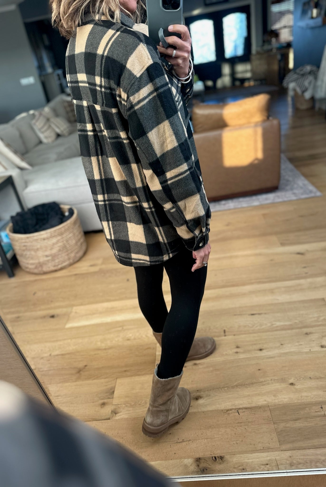 Pretty In Plaid Fleece Shacket-Sweaters-Active Basics-Anna Kaytes Boutique, Women's Fashion Boutique in Grinnell, Iowa
